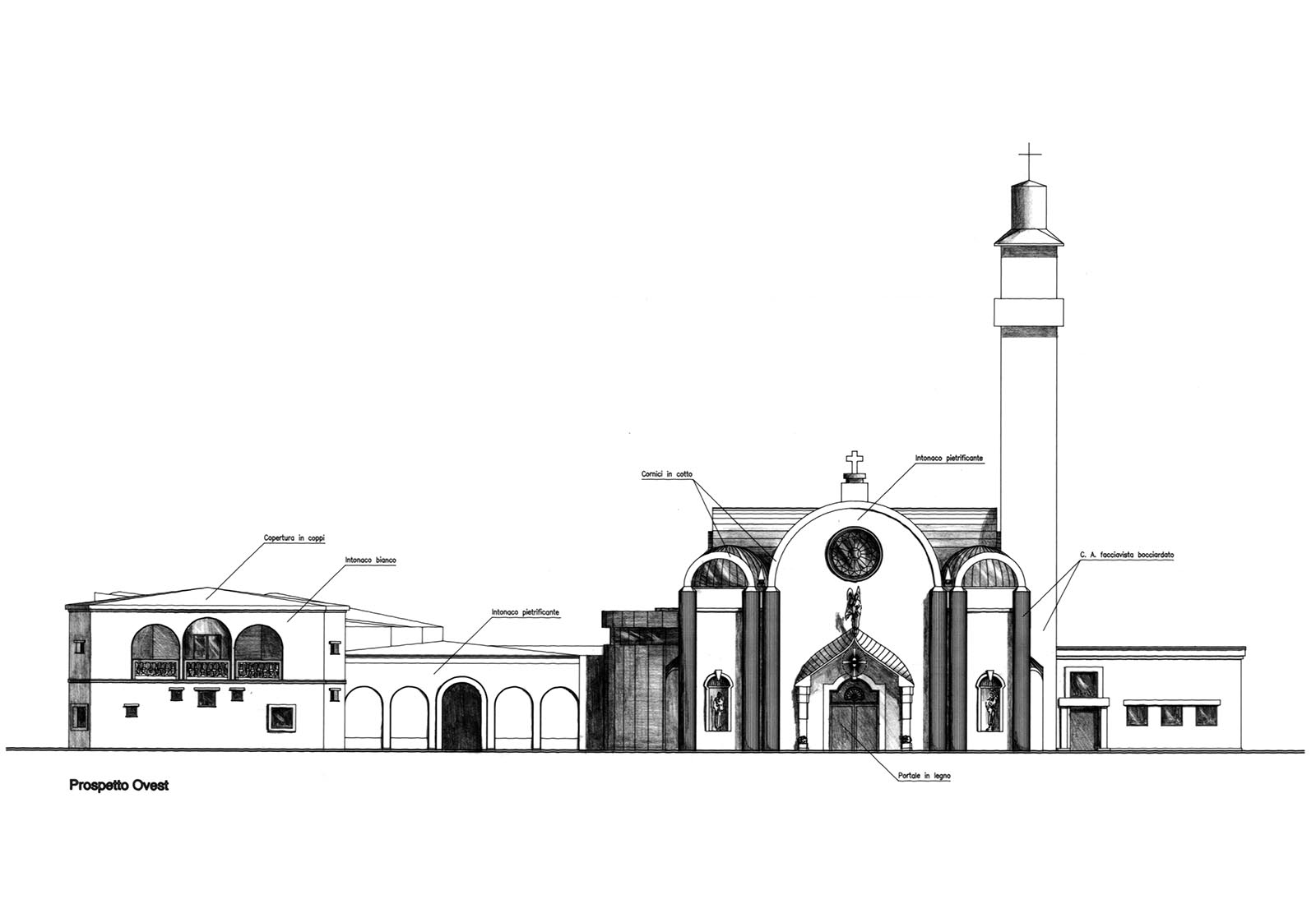 Church in Acilia - West elevation