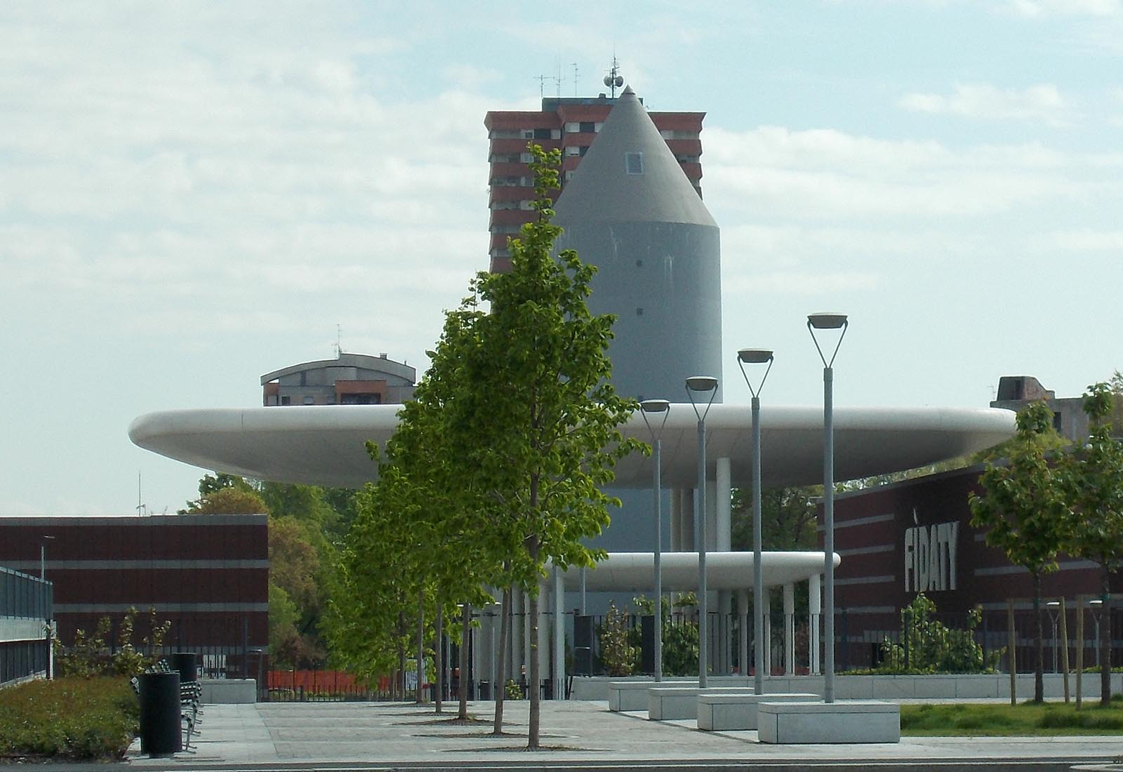 Esselunga Adriano mall Milan - View from the tree-lined square