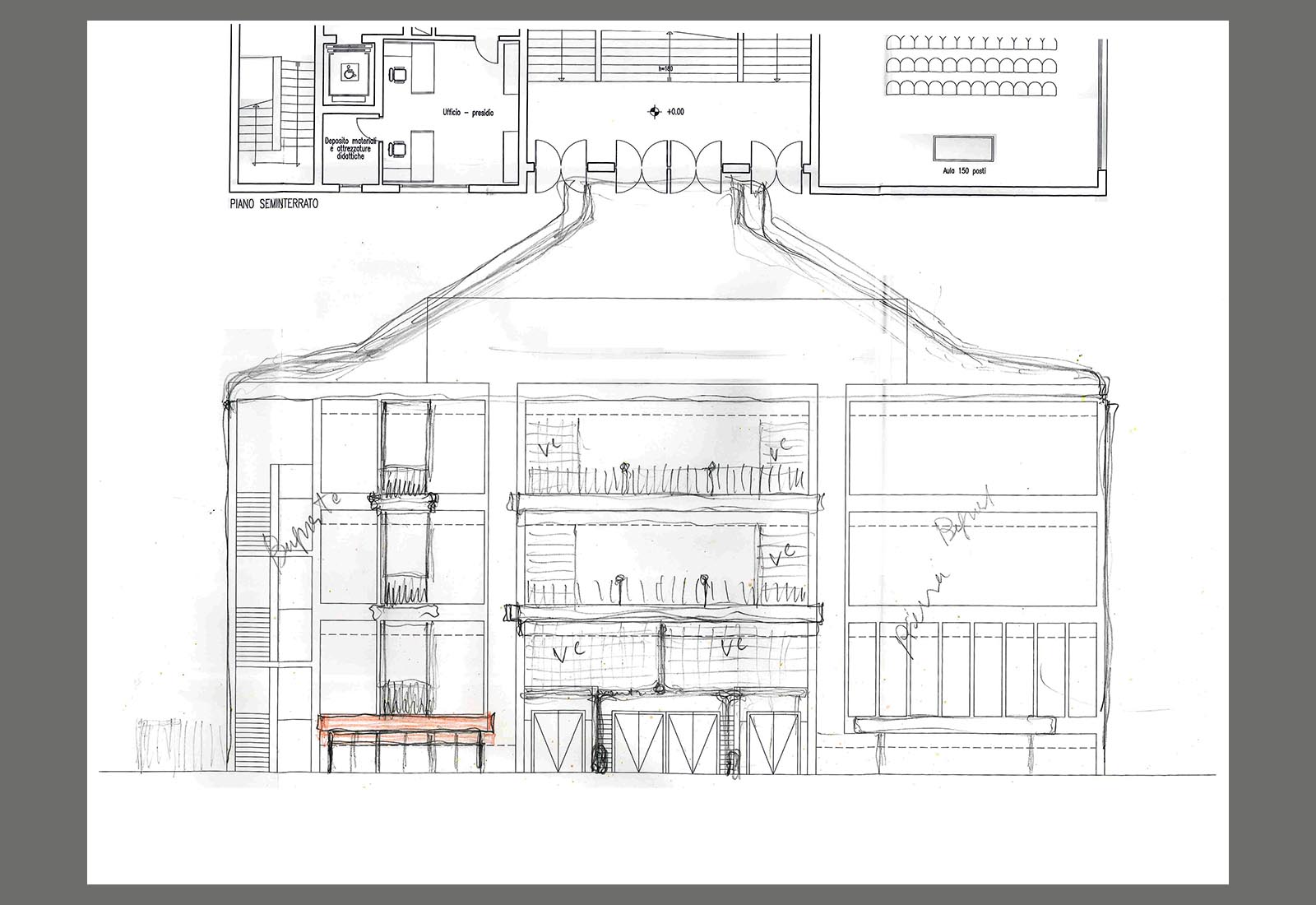 Building 25 Politecnico di Milano - Study of the south elevation