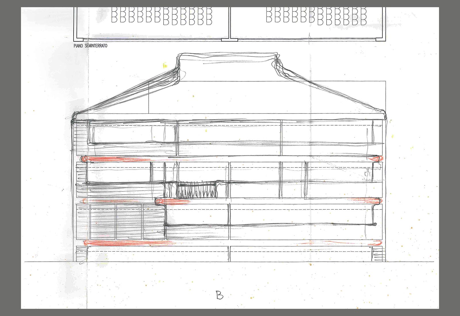 Building 25 Politecnico di Milano - Study of the east elevation