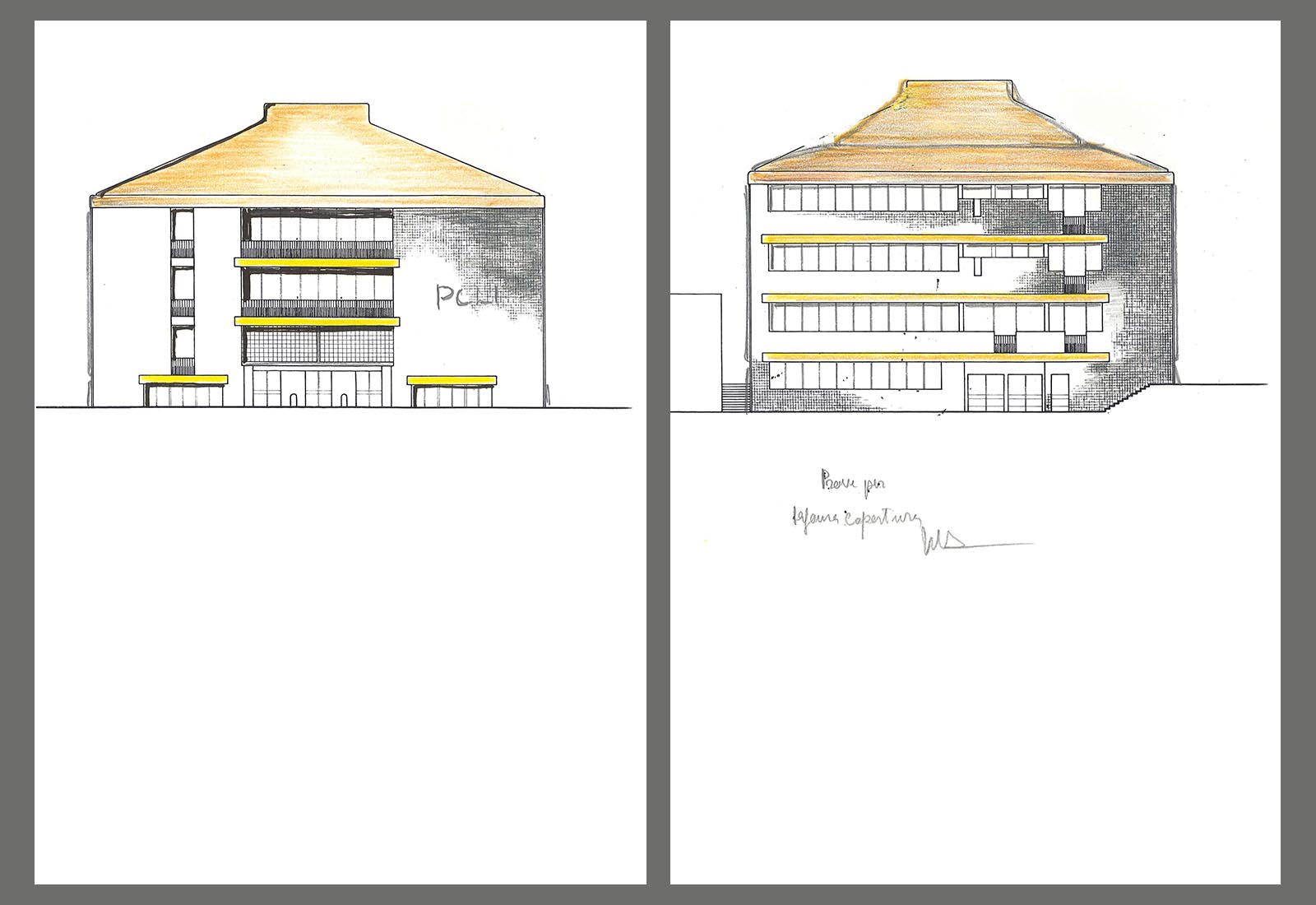 Building 25 Politecnico di Milano - Study of south and west elevations