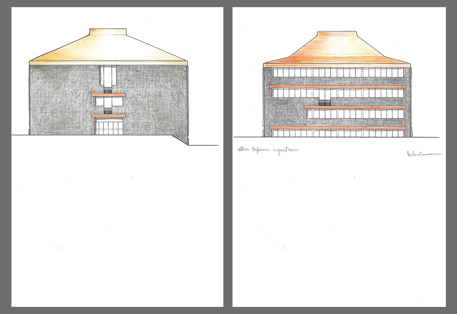 Building 25 Politecnico di Milano - Study of the north and east elevations