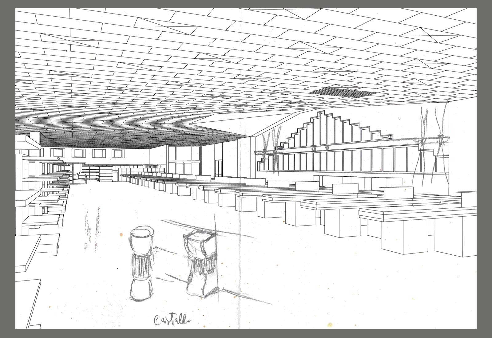 Esselunga mall Piacenza - Study of the central window lamps