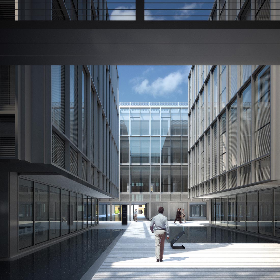 New courthouse in Trento - View of the courtyard concierge area