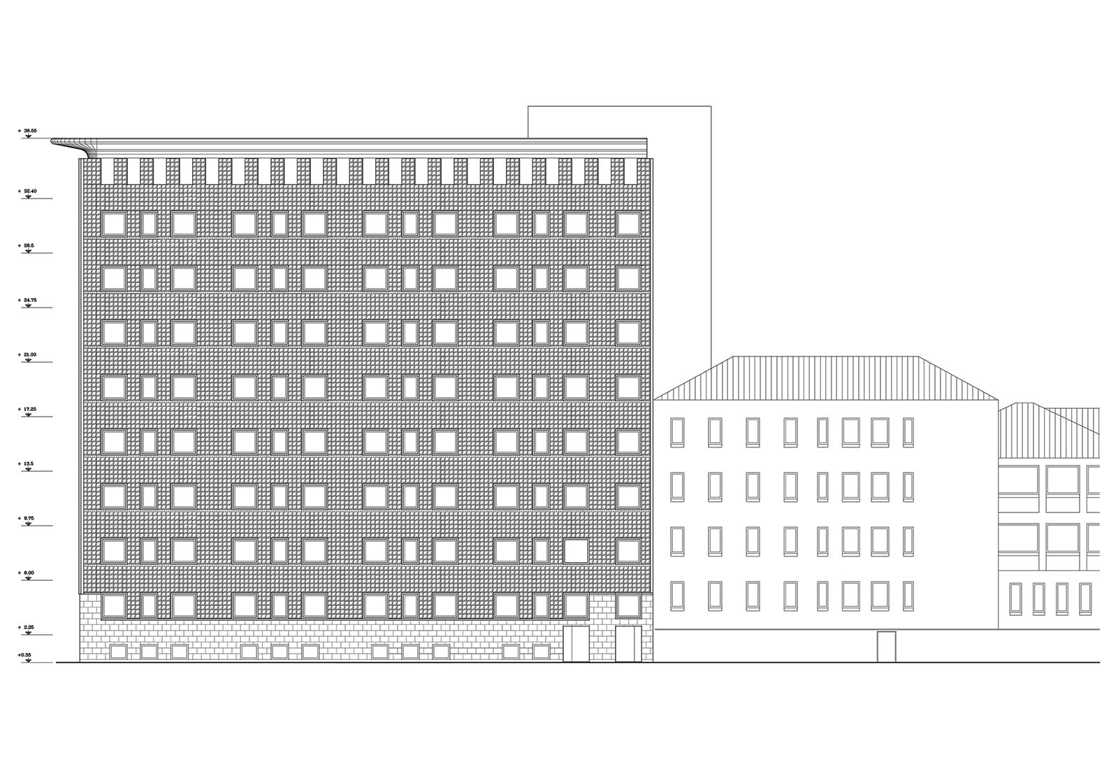 Besta hospital in Milan - West elevation