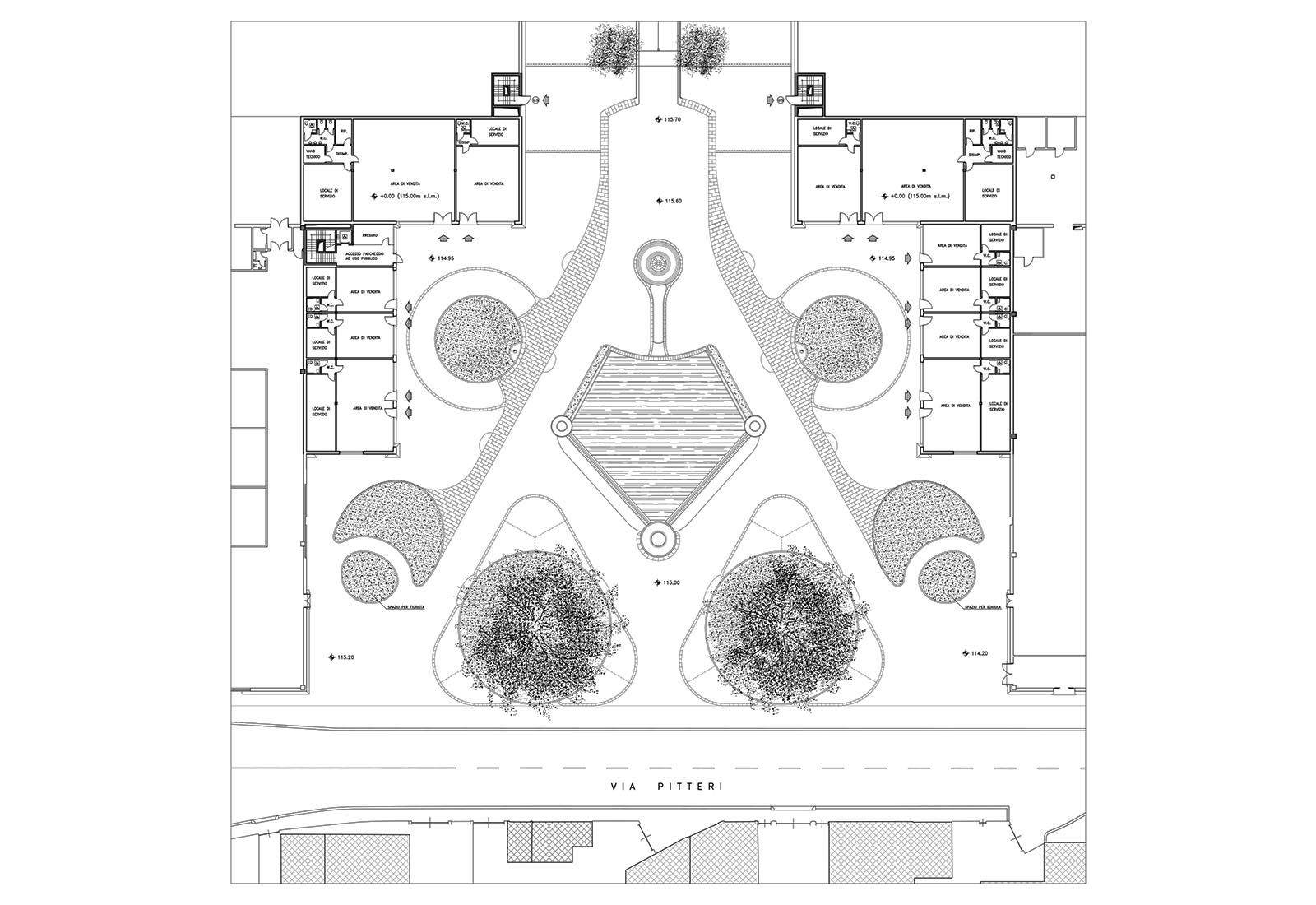 Shops in Vigili del fuoco square Milan - General plan