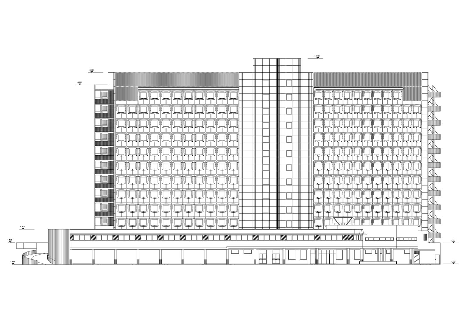 Telesoft building Naples - South elevation