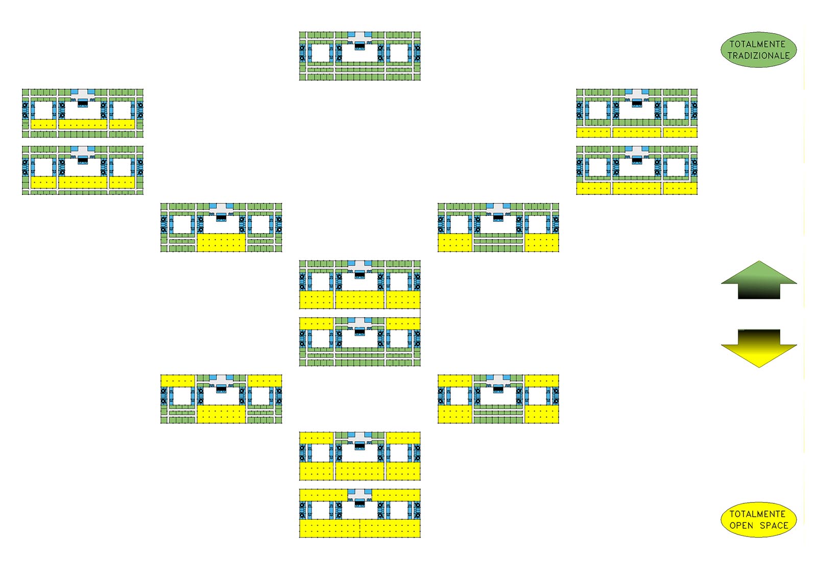 Office building in Santa Palomba Rome - Open space areas permutation