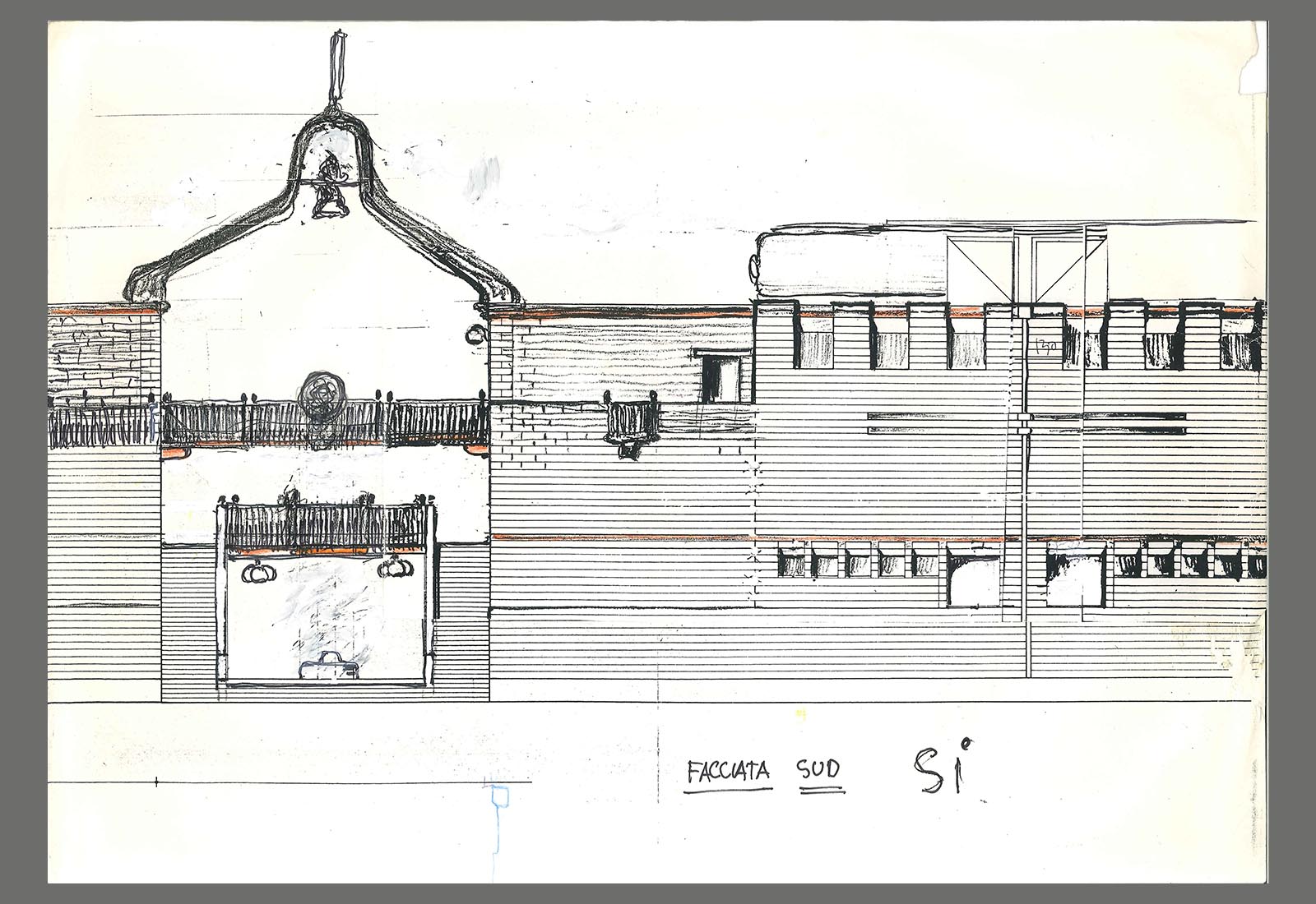 Ecotekne university center in Lecce - Design of the south entrance to the classrooms building