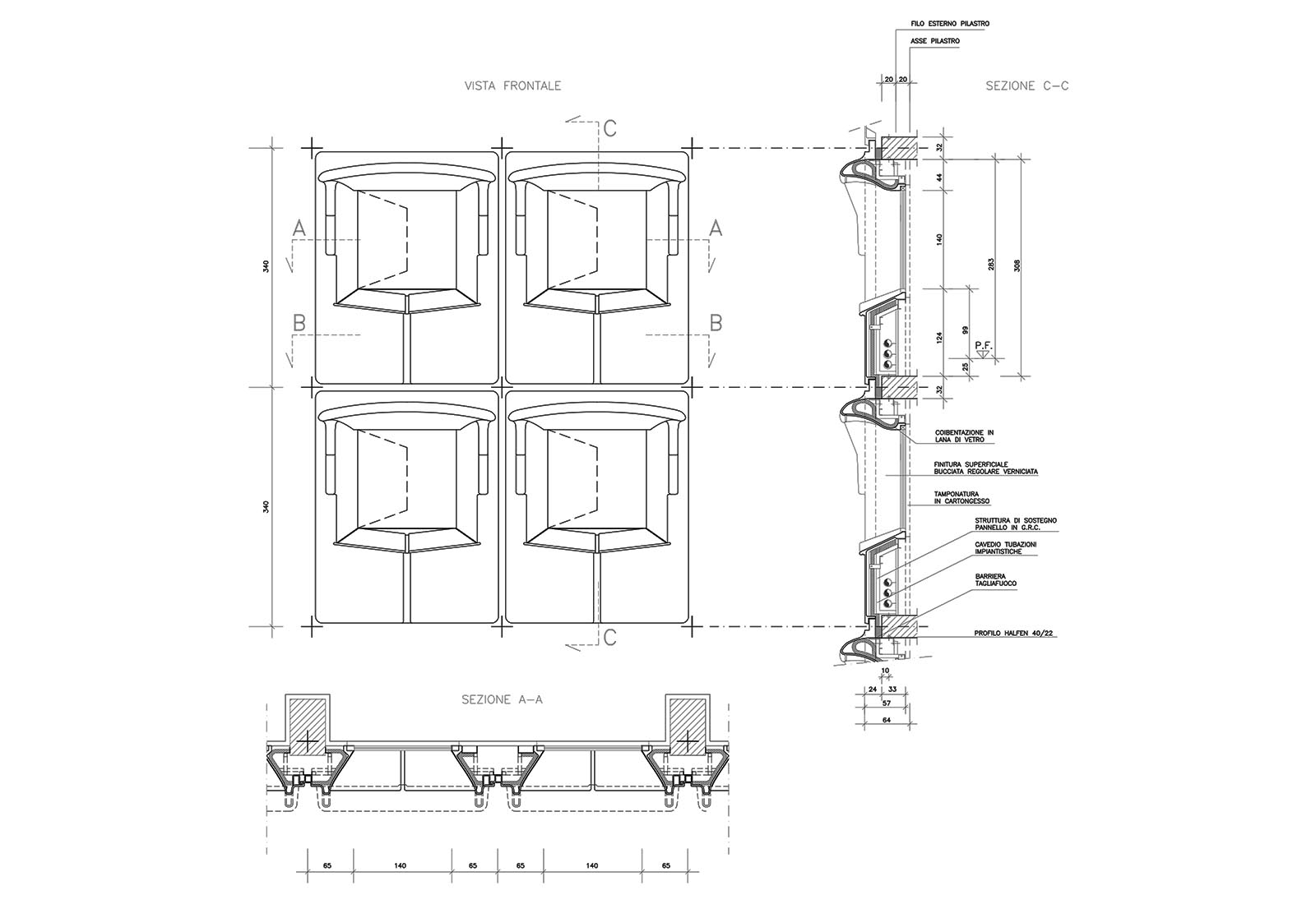 Telesoft building Naples - GRC facade design north side