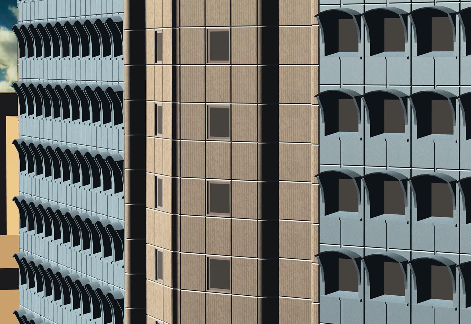 Telesoft building Naples - South elevation detail