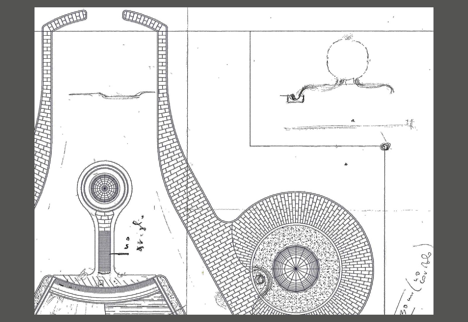 Vigili del fuoco square in Milan - The design of the fountain