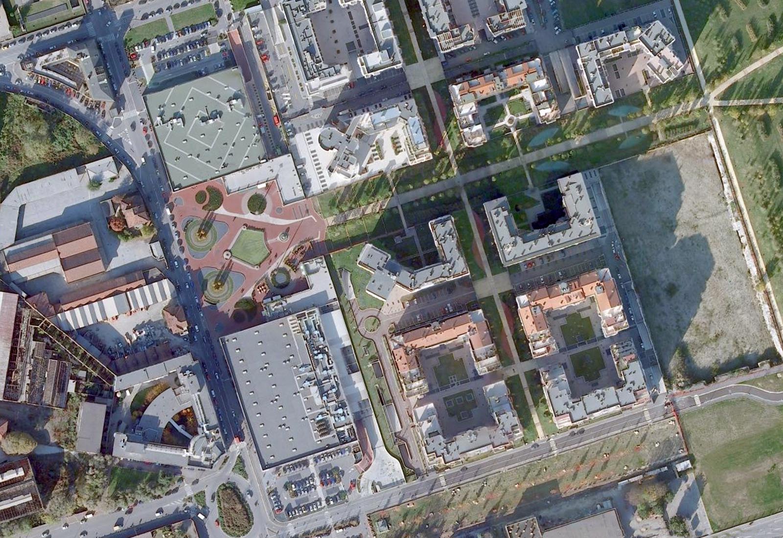 Vigili del fuoco square in Milan - Zenithal aerial view