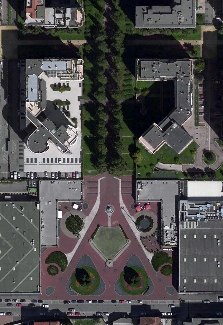 Vigili del fuoco square in Milan - Zenithal aerial view