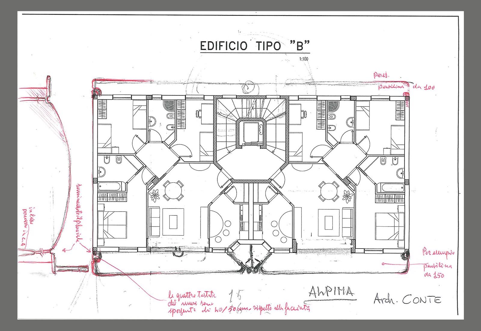 Residential ensemble in Macherio - Stick building plan scheme