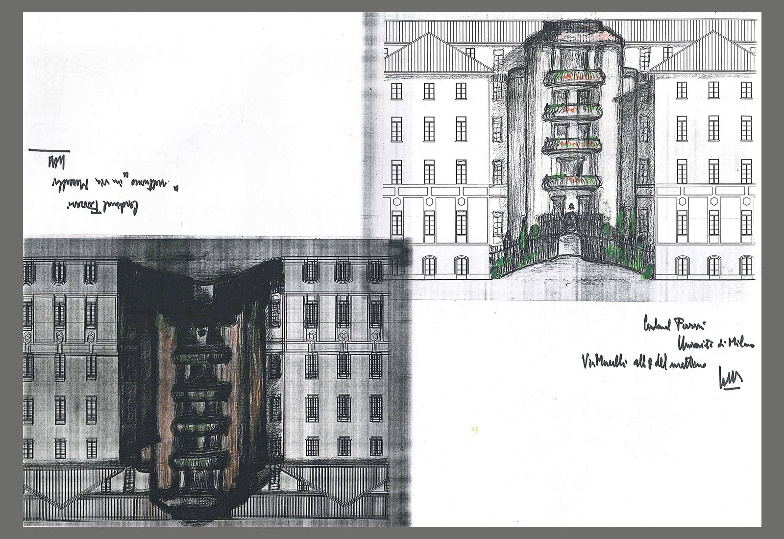 Via Mercalli building in Milan - Day and night elevation