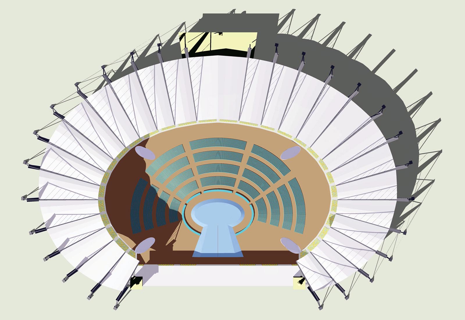 Stadio Tofik Bakhramov - Pianta con coperture permanenti