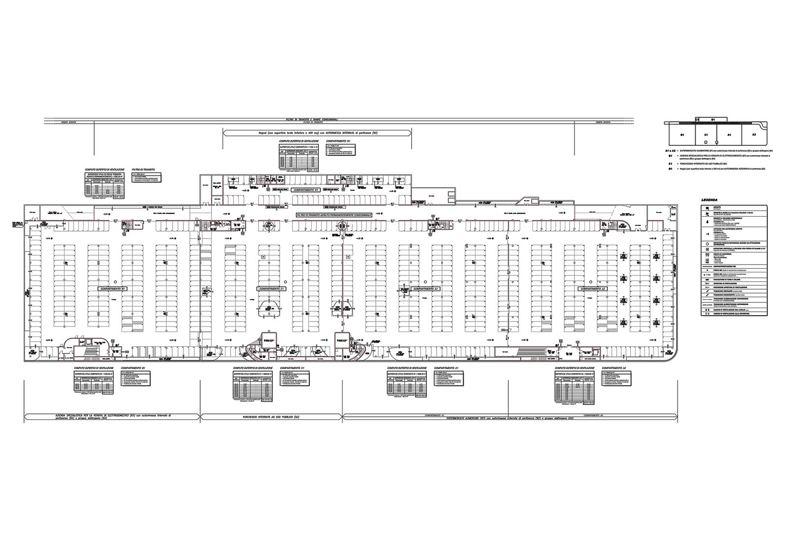 Esselunga Rubattino mall Milan - Firefighting basement floor plan