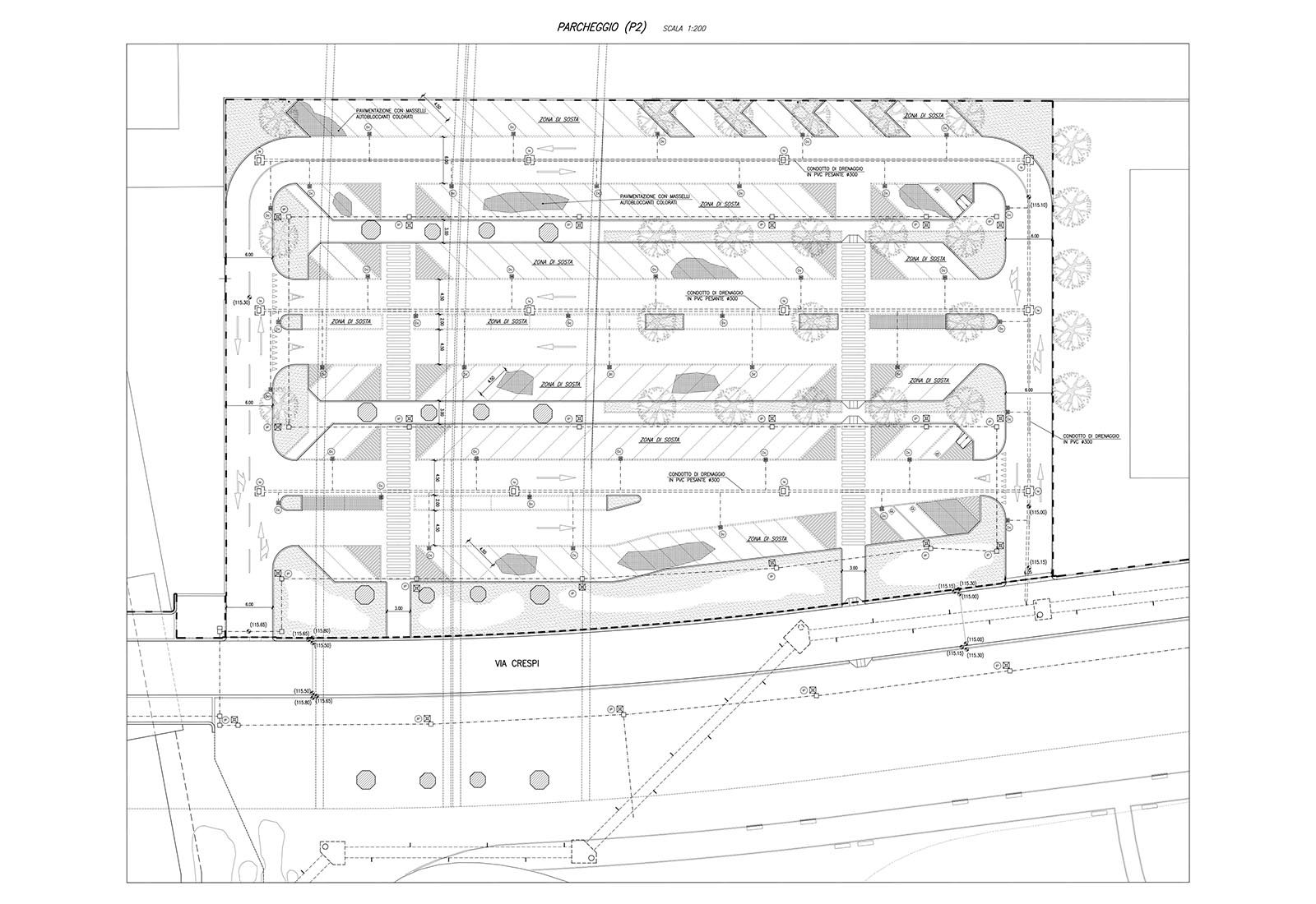 Parking lots in the Rubattino area Milan - Parking area P2 plan (via Martiri di Marcinelle)