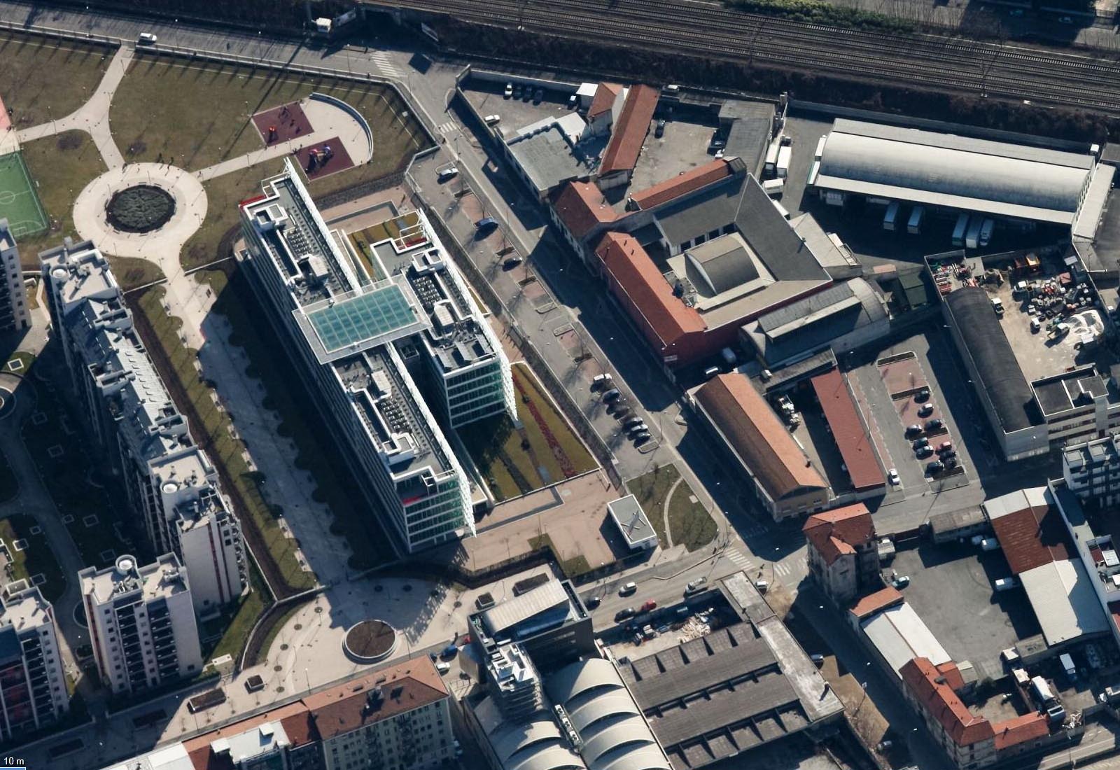 Parking lots in the Grazioli area Milan - Aerial view