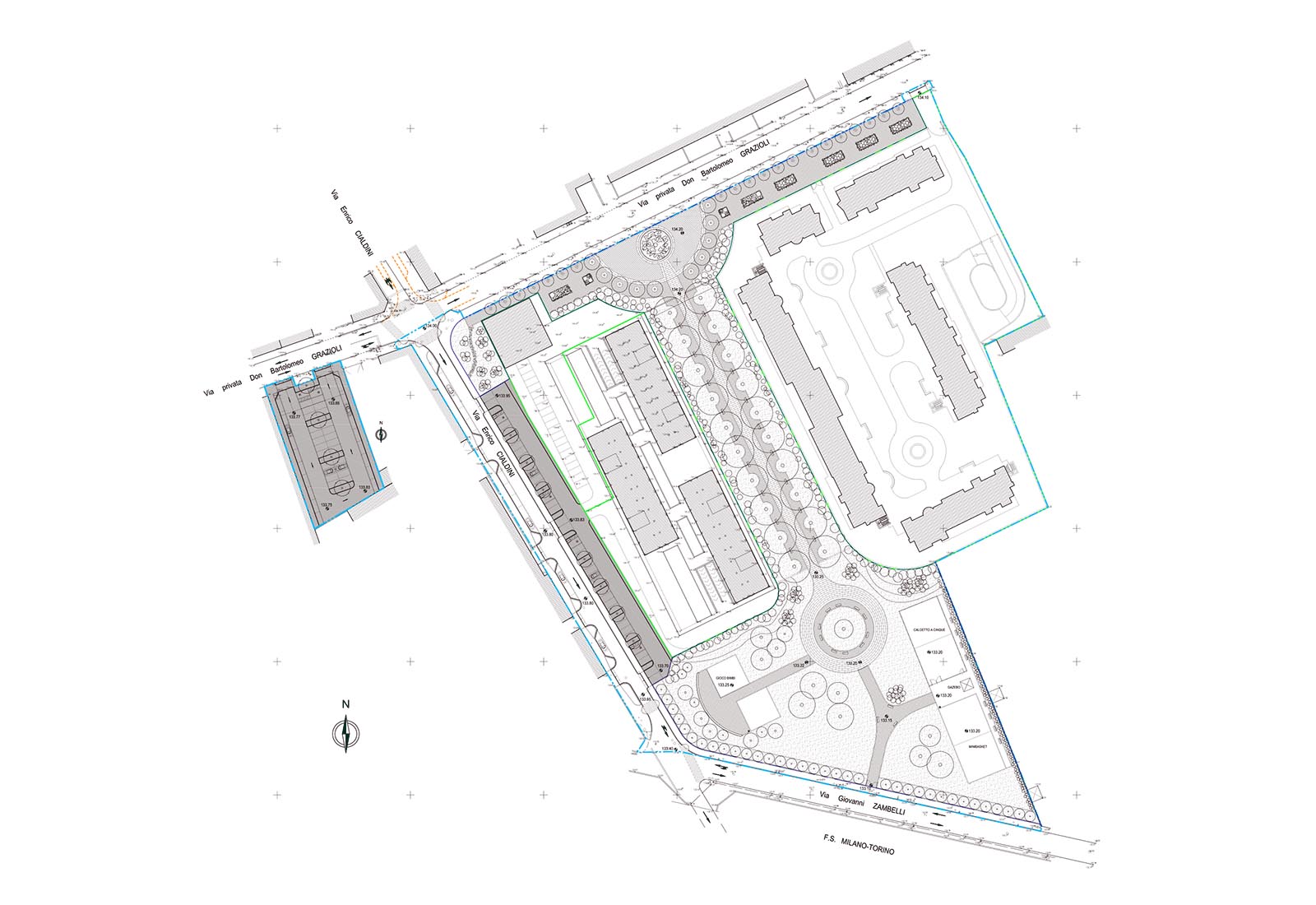 Parking lots in the Grazioli area Milan - General plan