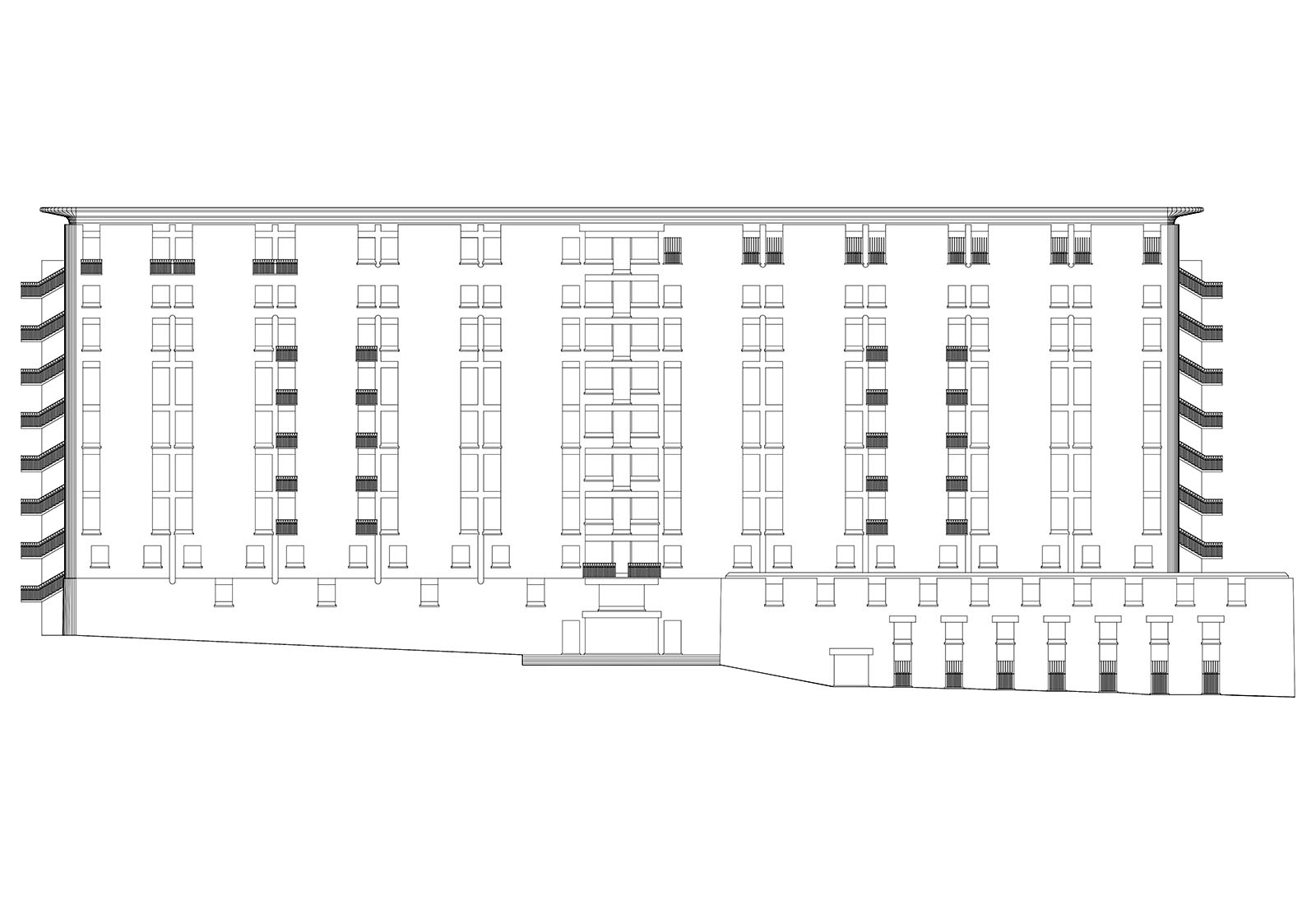 Galliera hospital NEP building - North West elevation