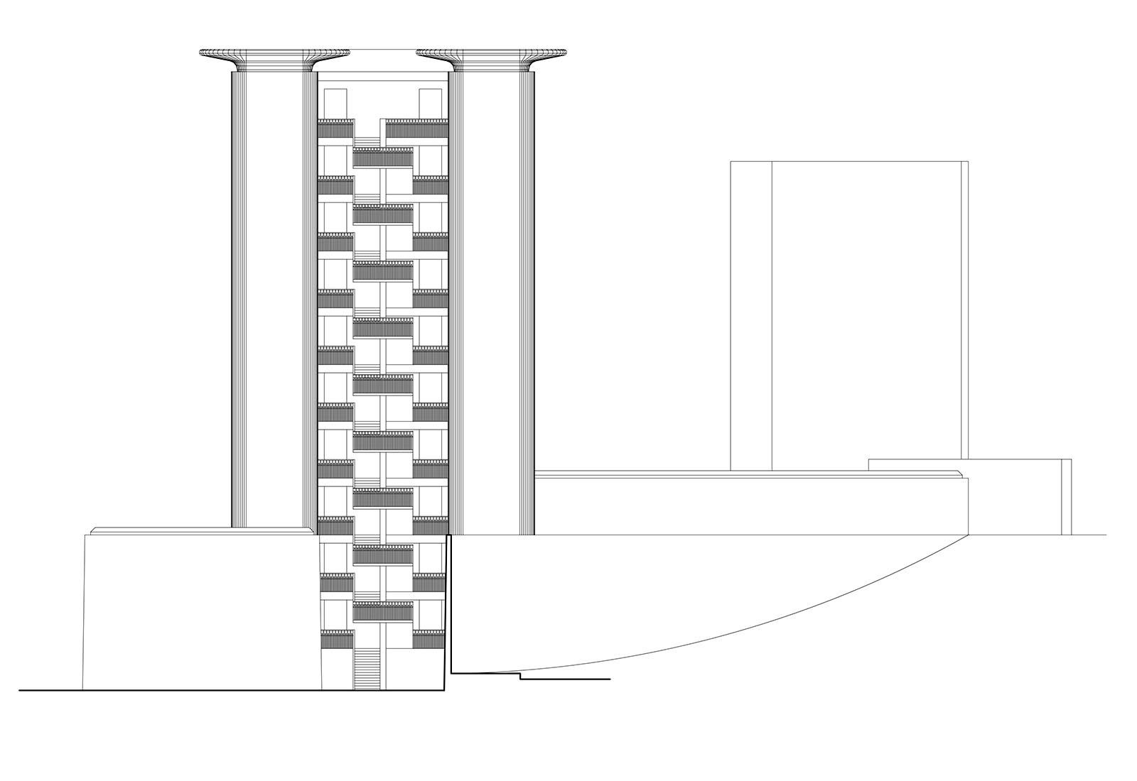 Galliera hospital NEP building - South West elevation