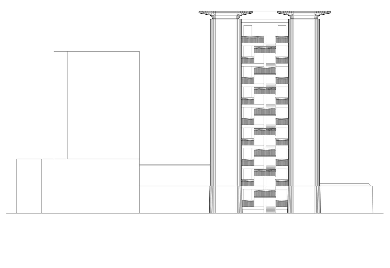 Galliera hospital NEP building - North East elevation