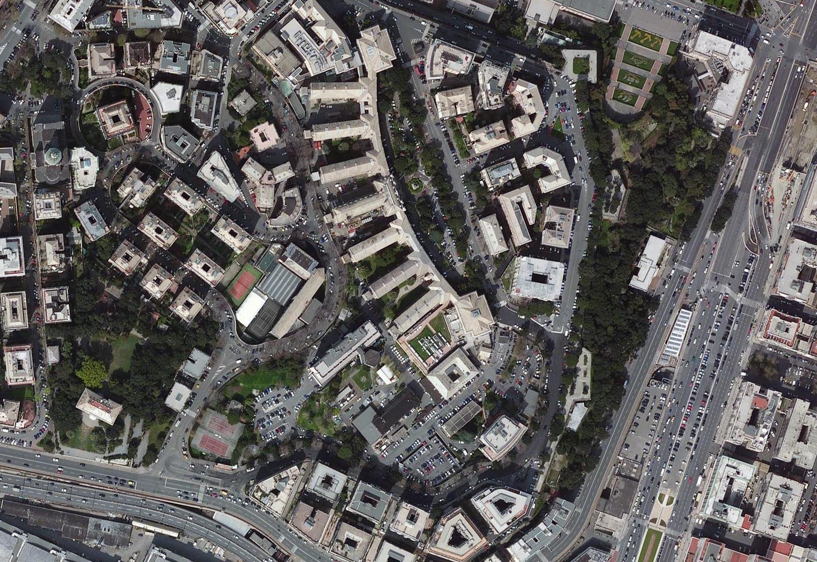 Galliera hospital NEP building - Zenithal aerial view