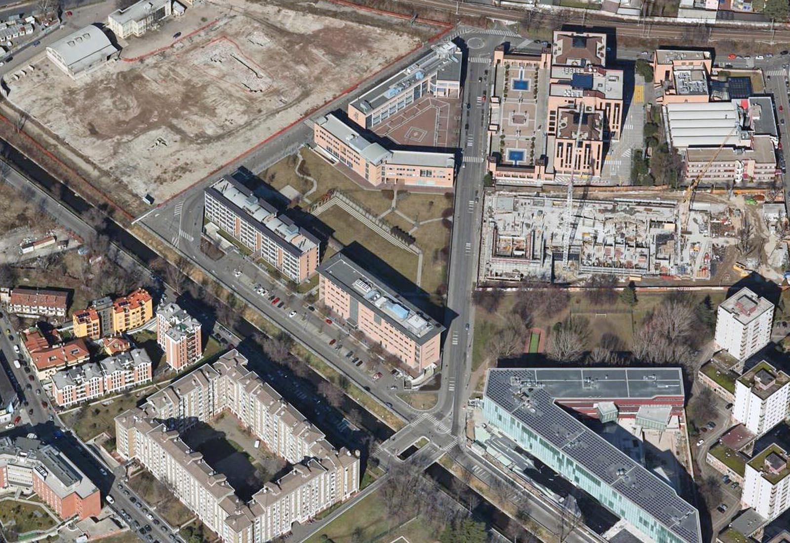 Parking lots in the IULM area Milan - Aerial view