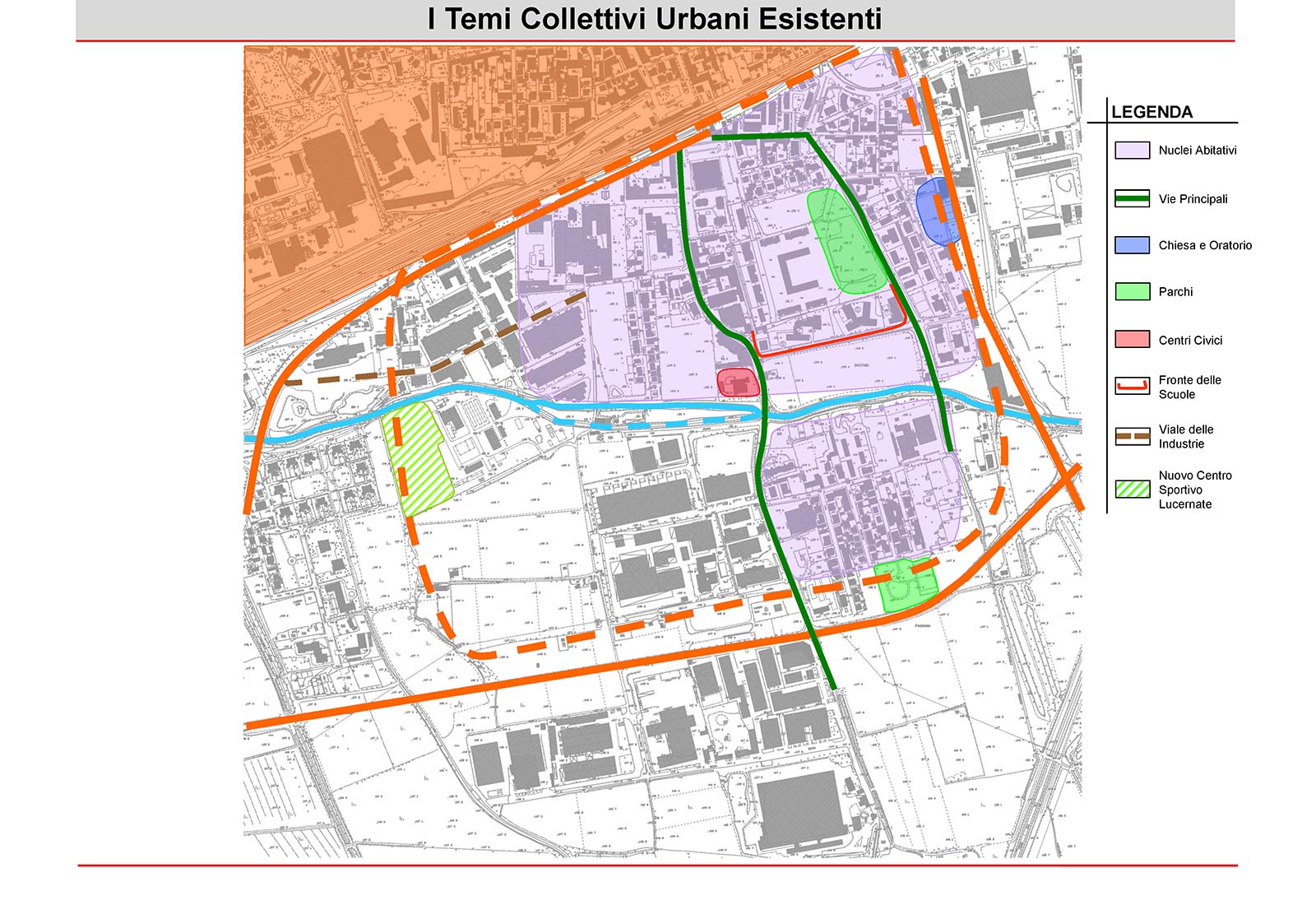 San Martino urban district in Rho - The existing urban collective themes