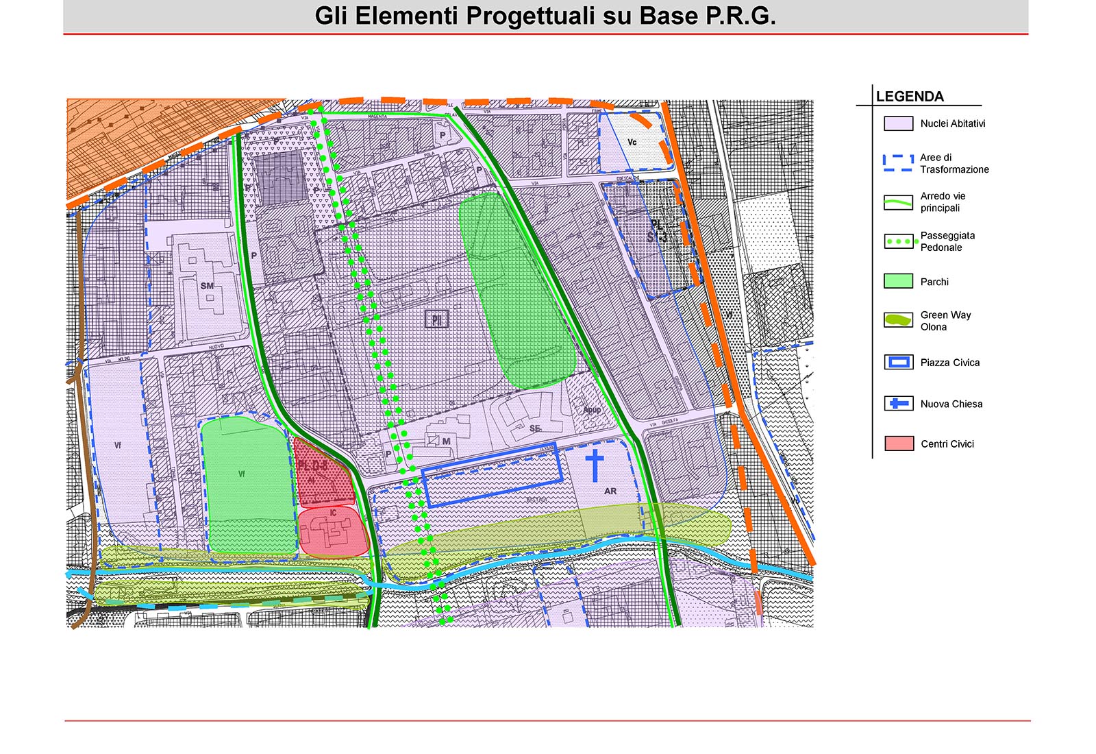 San Martino urban district in Rho - The design elements on the urban plan basis