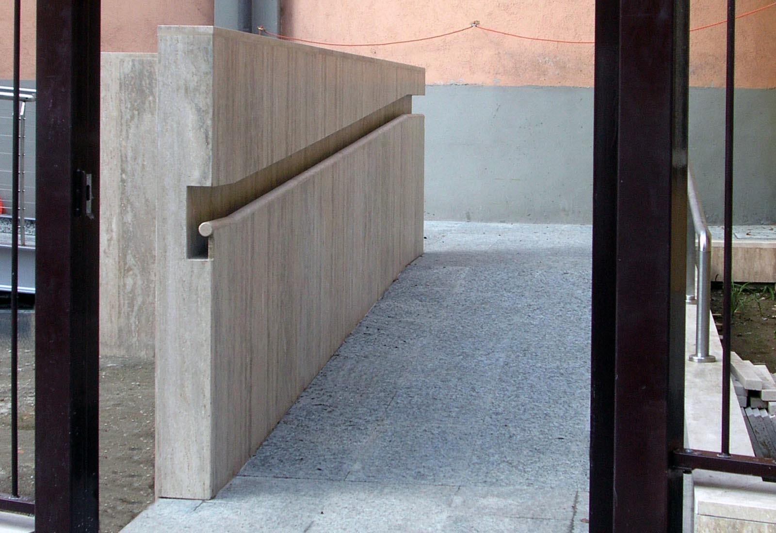 Church in Perucchetti square in Milan - Details of the railing of the ramp