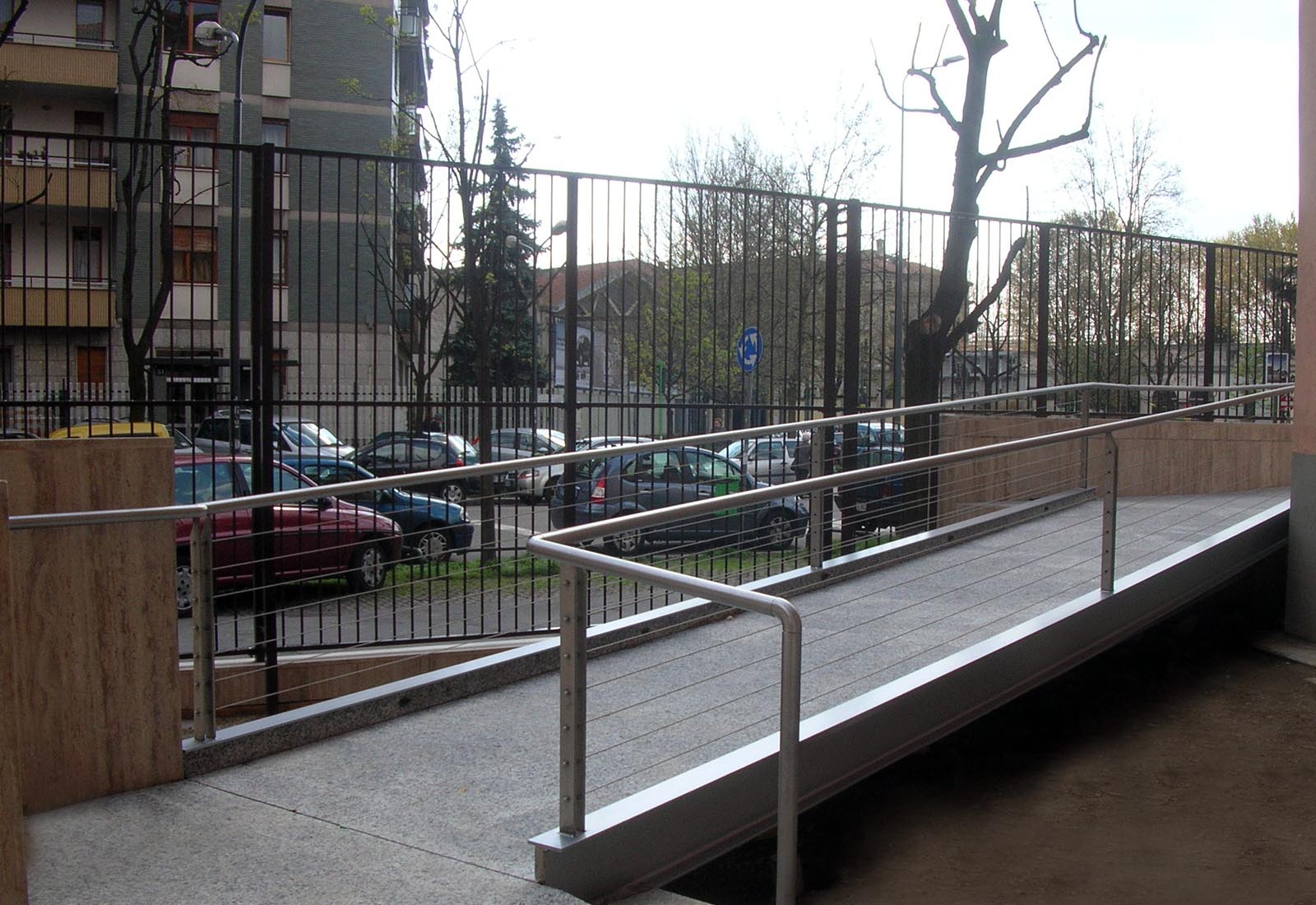 Church in Perucchetti square in Milan - Detail of the ramp