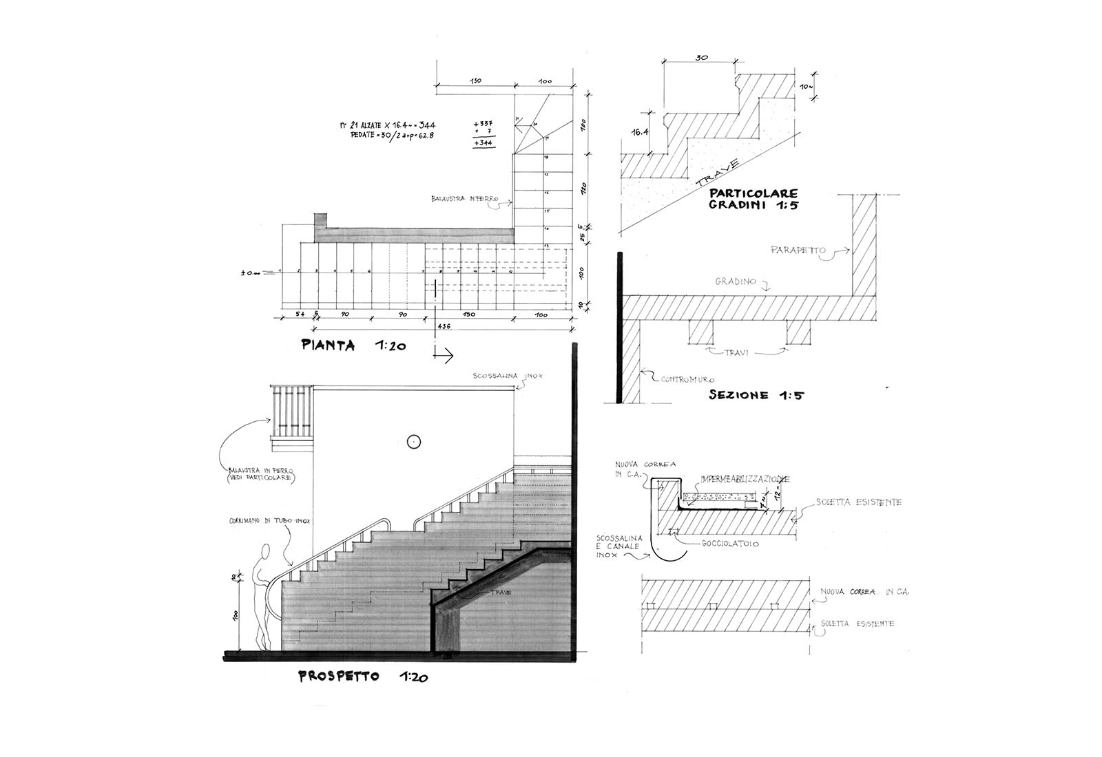 Residential courtyard building renovation in Sant'Ilario di Nerviano - Detail of the staircase