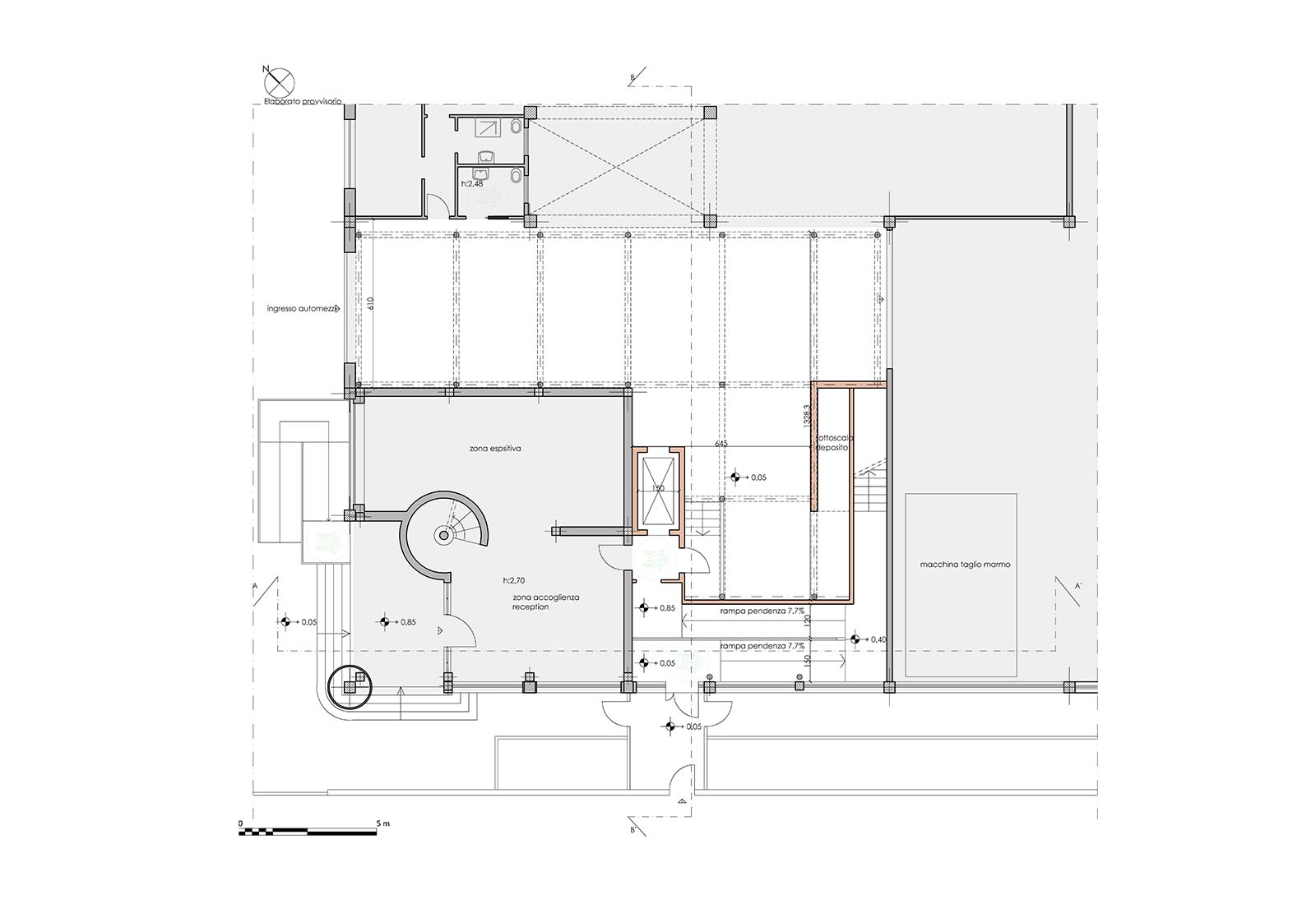 Funeral parlor in Rho - Raised floor plan