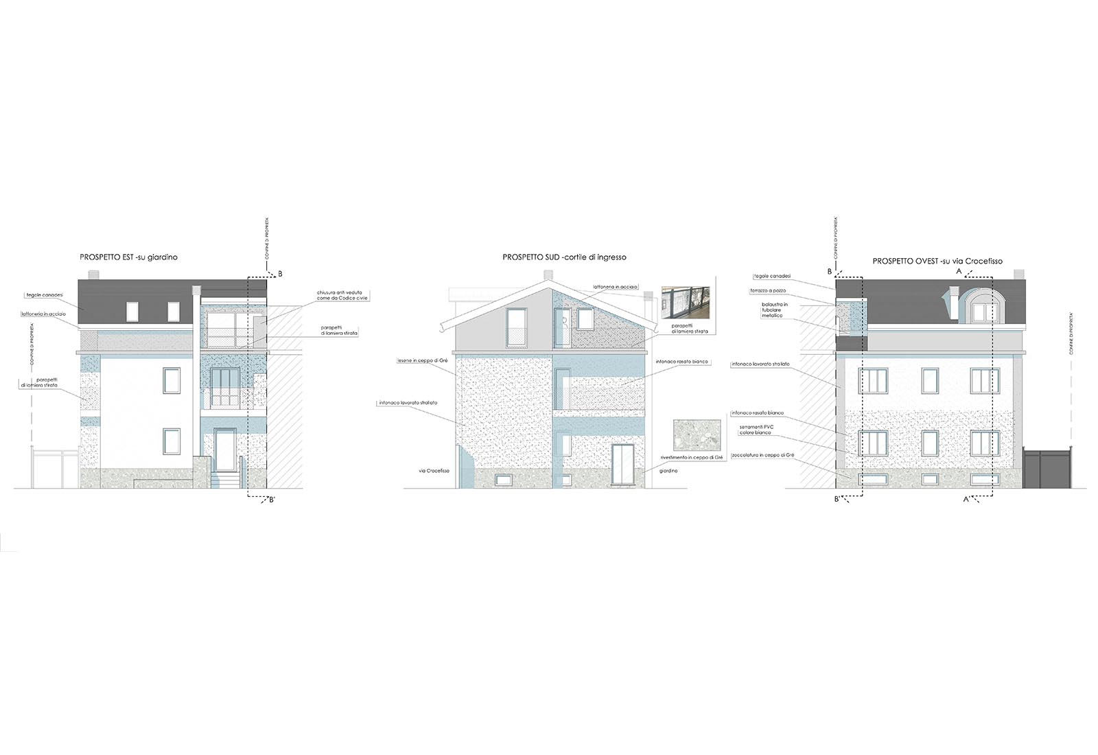 House in Crocefisso street in Rho - Elevations