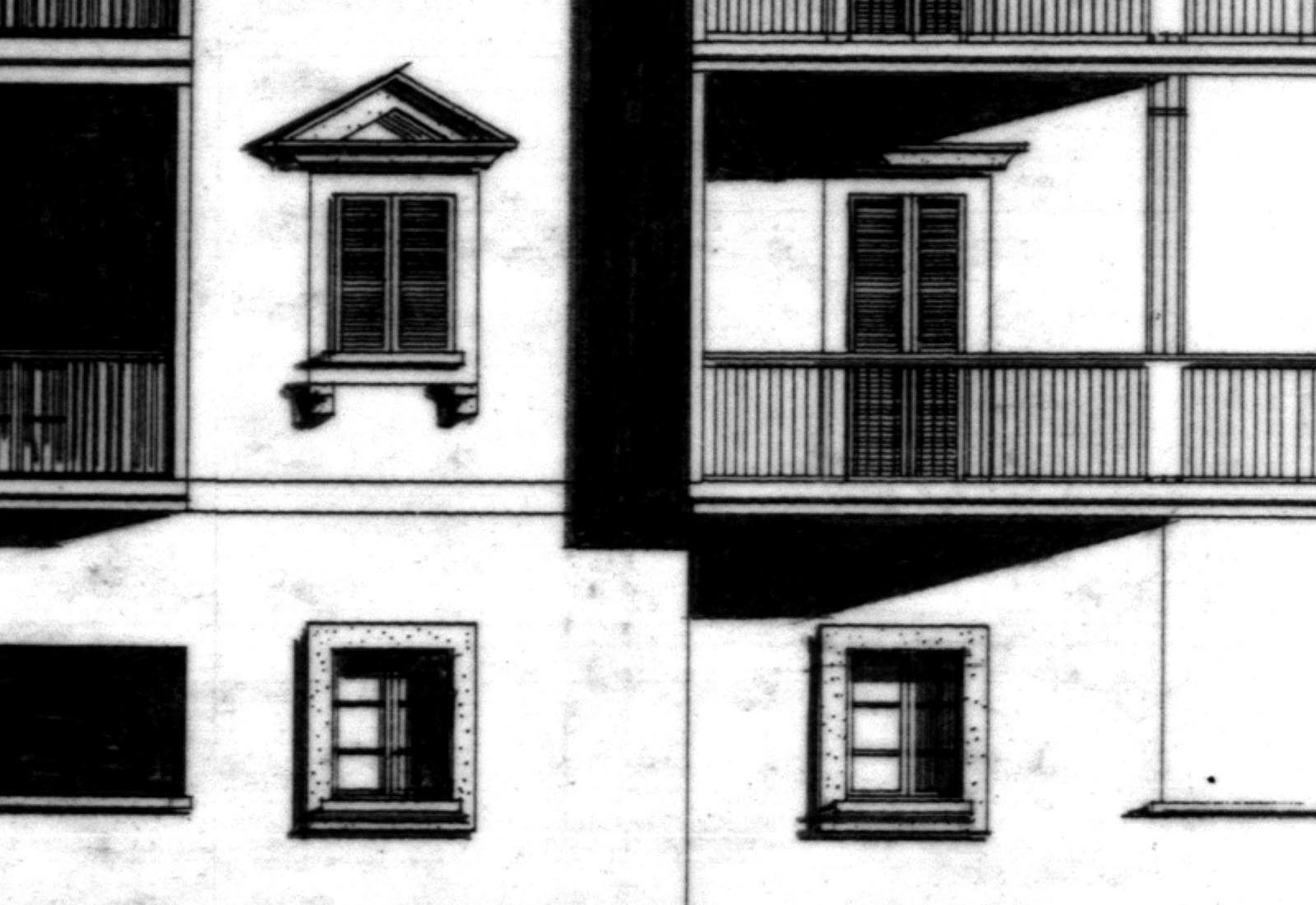 Residential building renovation in Finalmarina street in Turin - Detail of the facade