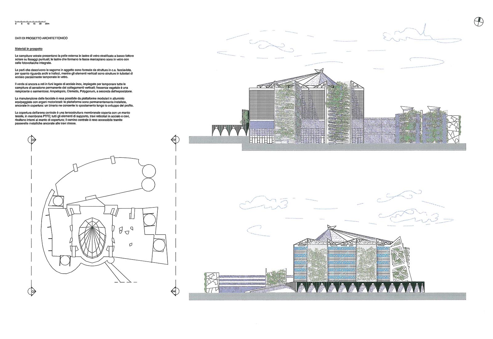 Leisure center in Rho - Elevations East and West