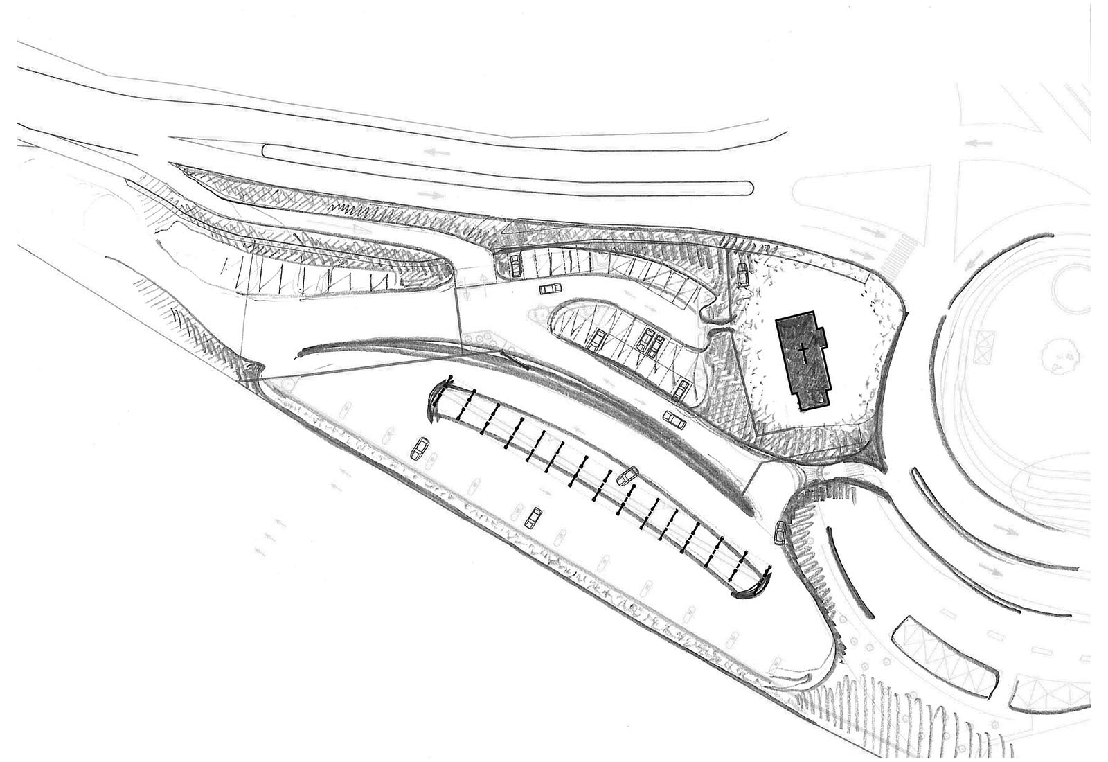 Car wash unit and parking in Cristina Belgioioso street in Milan - Sketch