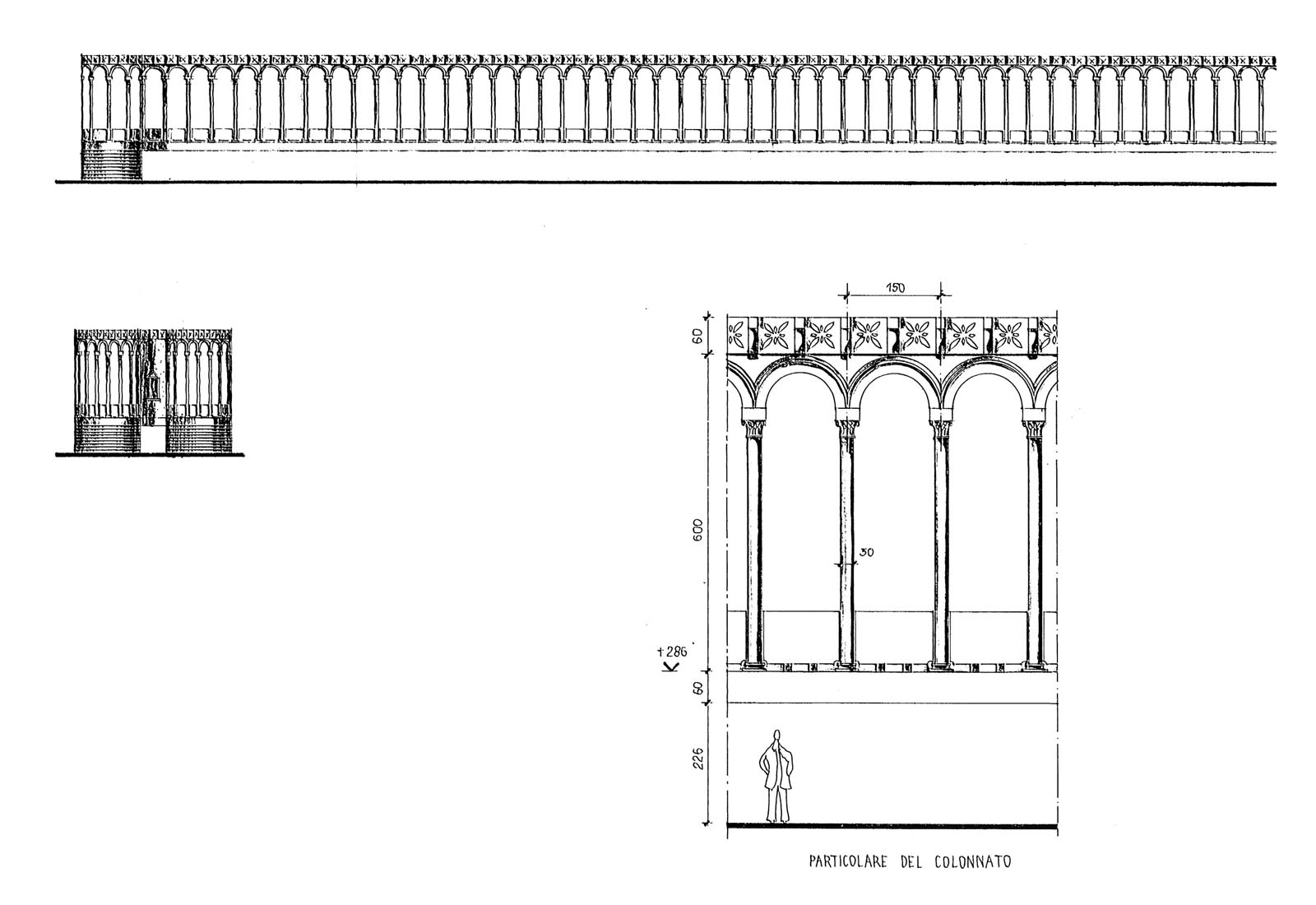 Piazza dei Miracoli concept in Pisa - Detail of the colonnade