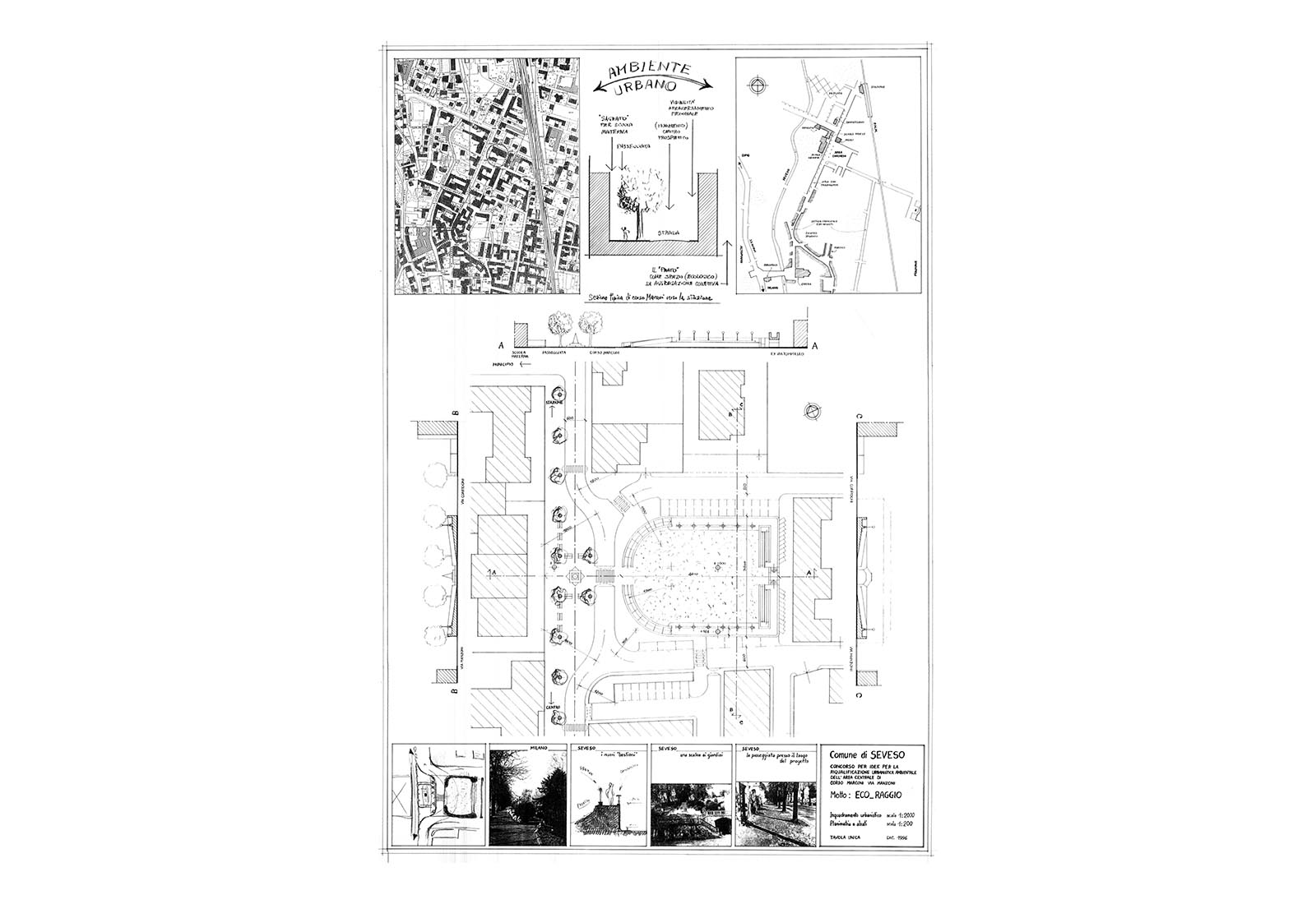 Square in Marconi and Manzoni streets area in Seveso - Contest drawing