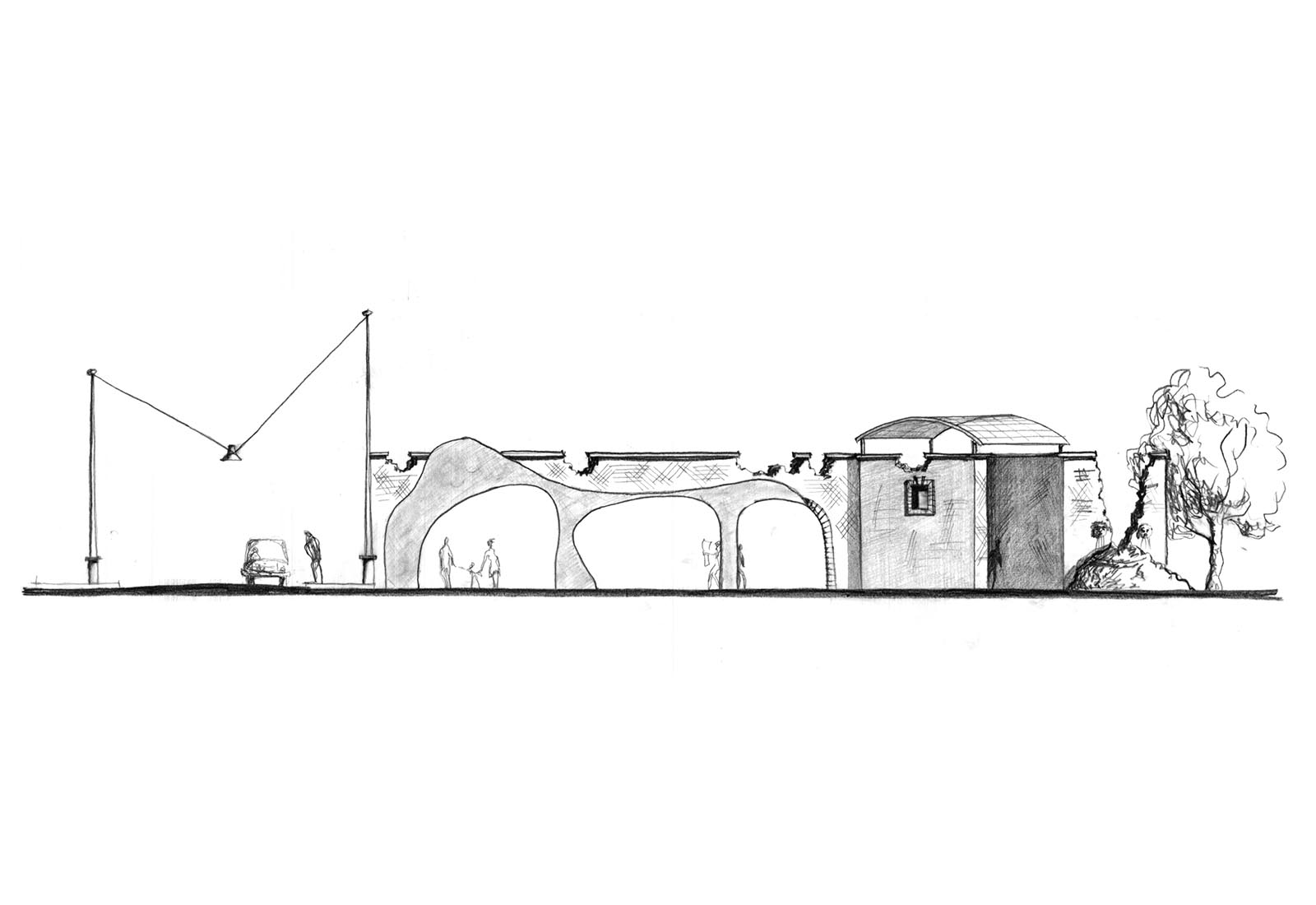 Square area adjoining "piazza Roma" in Cerchiate di Pero - Elevation - Alternative solution