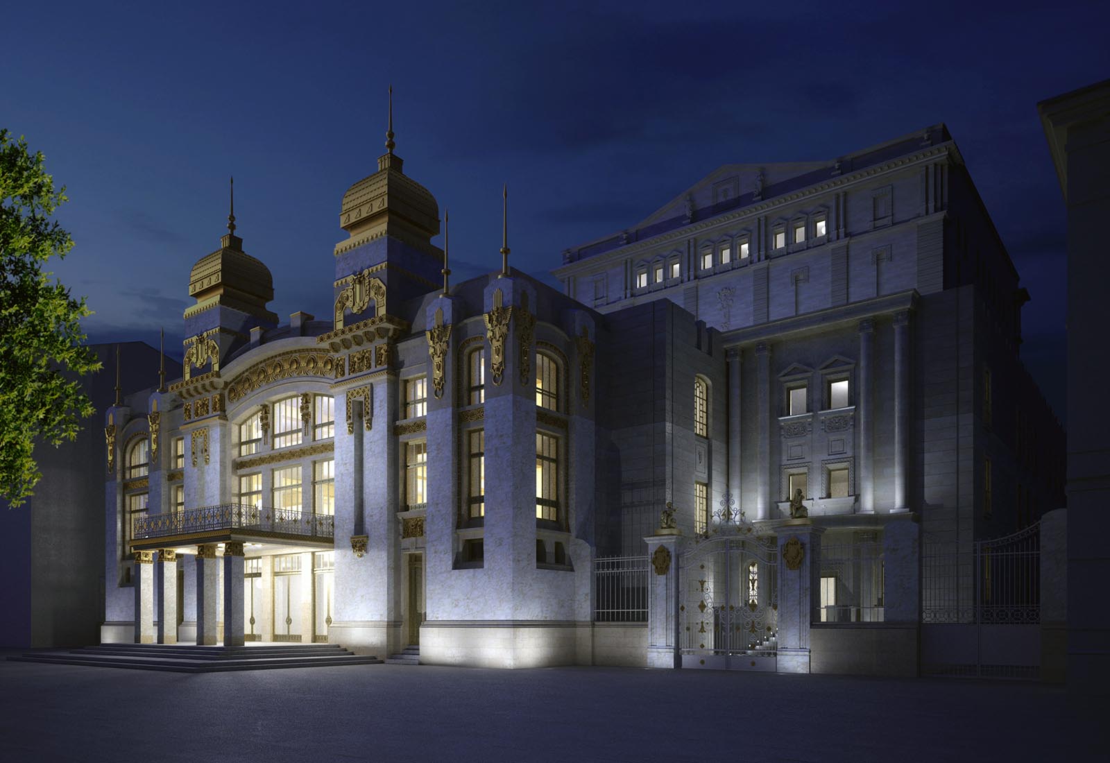 Baku Opera and Ballet Theatre release 2018 - Night view from the southwest