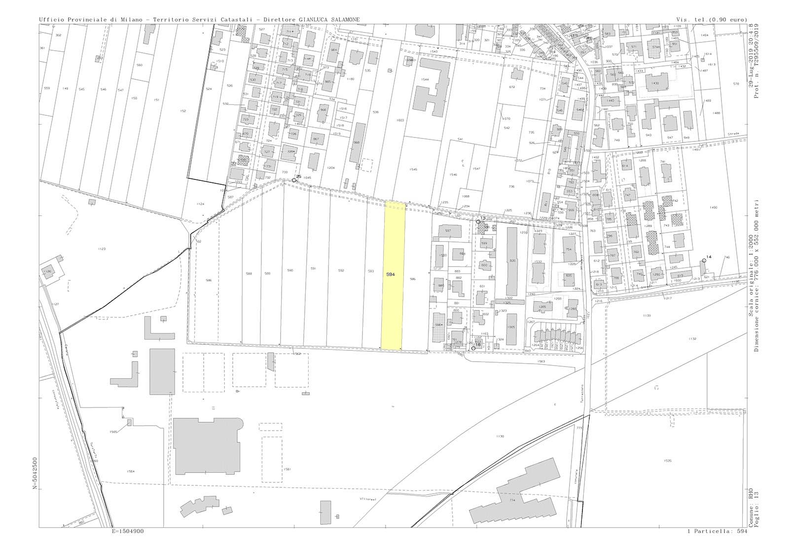 Equalizaton criterion Cozzi-Restelli Area in Rho - Cadastral map