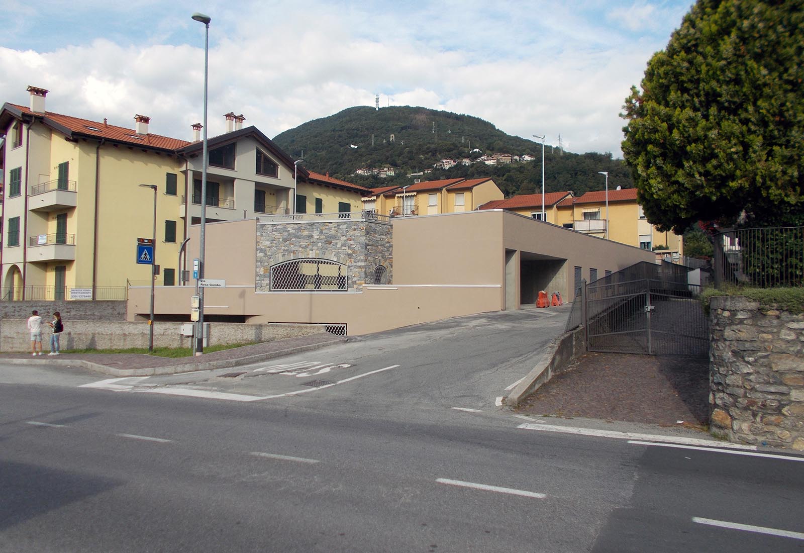 Public underground garage in Gravedona - View from the Regina street