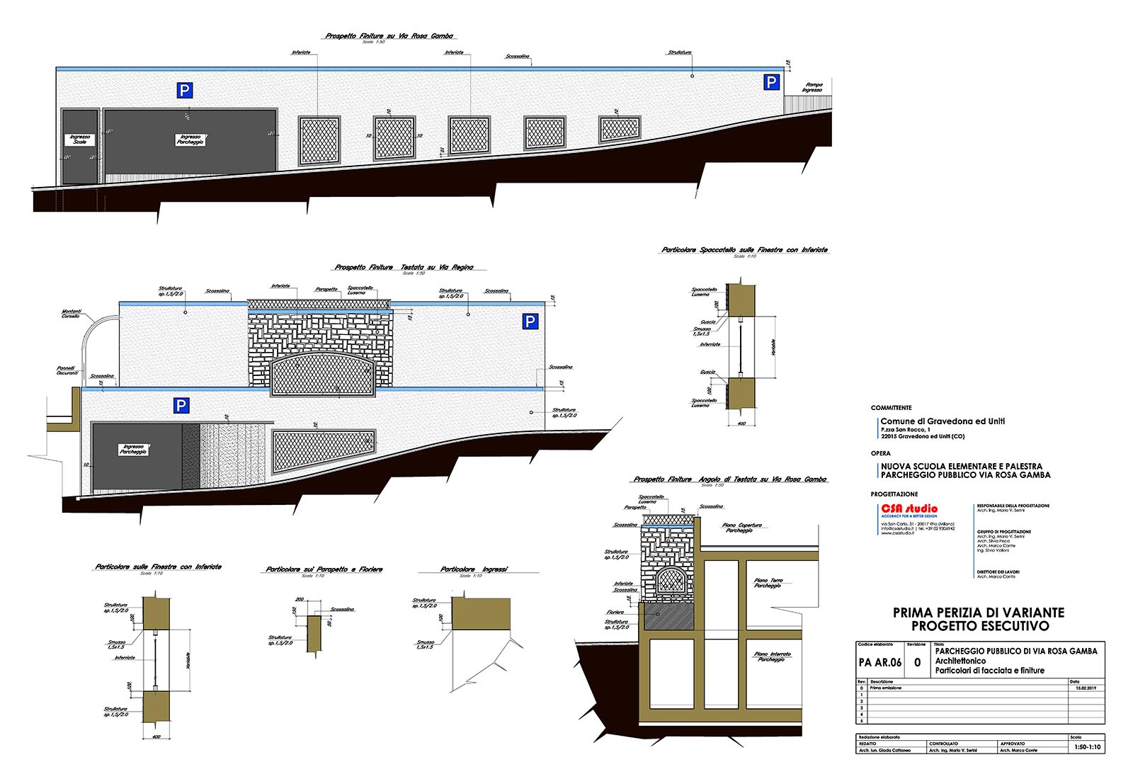 Public underground garage in Gravedona - Elevations and façade details