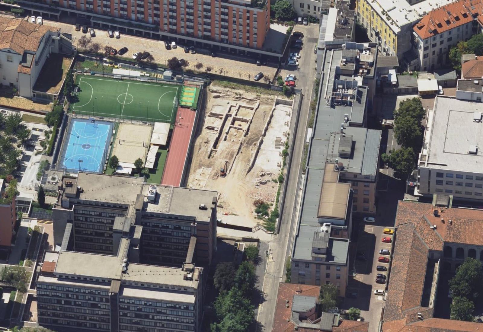 Centro Natatorio in via Fatebenesorelle a Milano - Vista dell'area di intervento