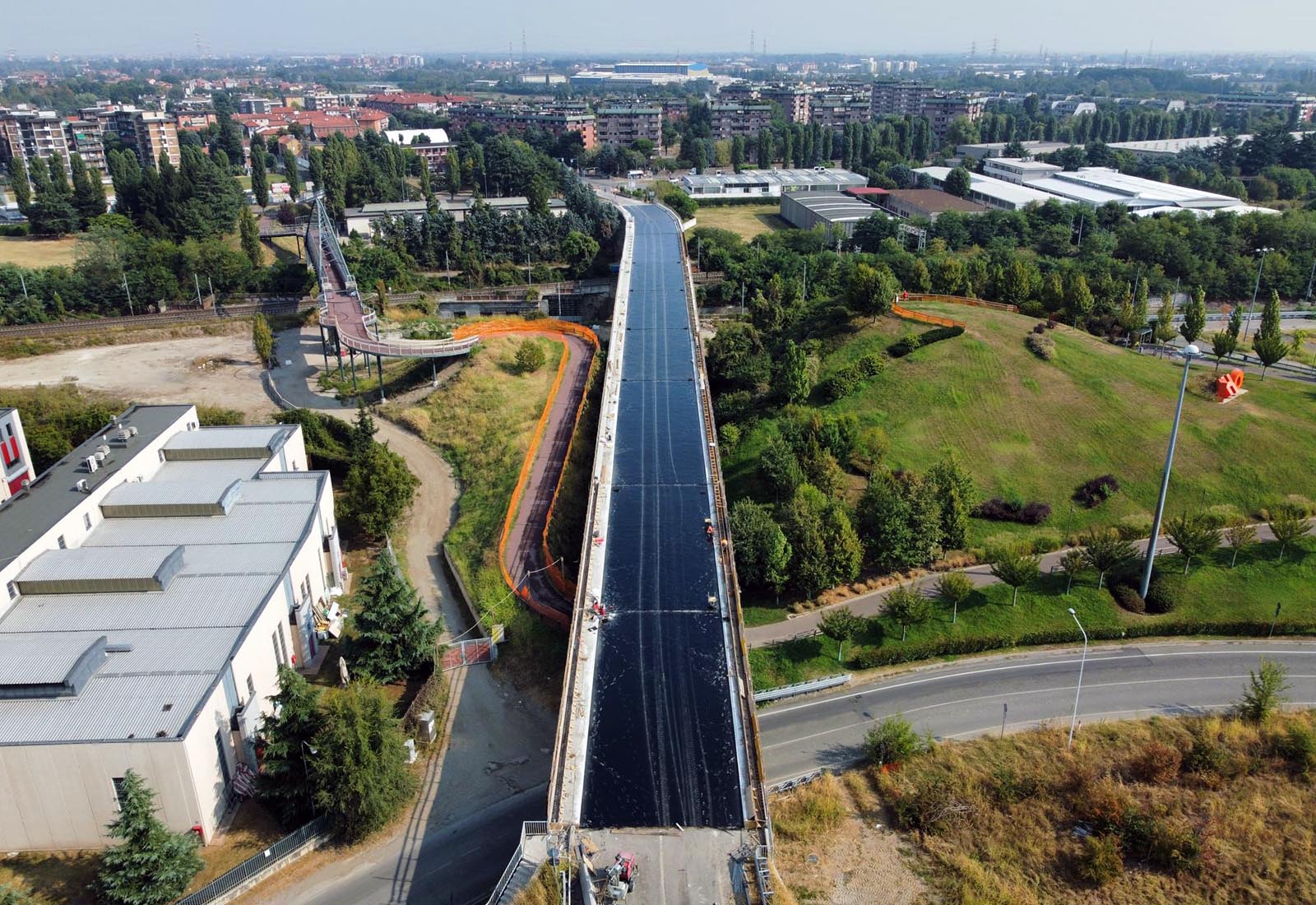 Railroad overpass renovation in Rho - Aerial view of the construction site