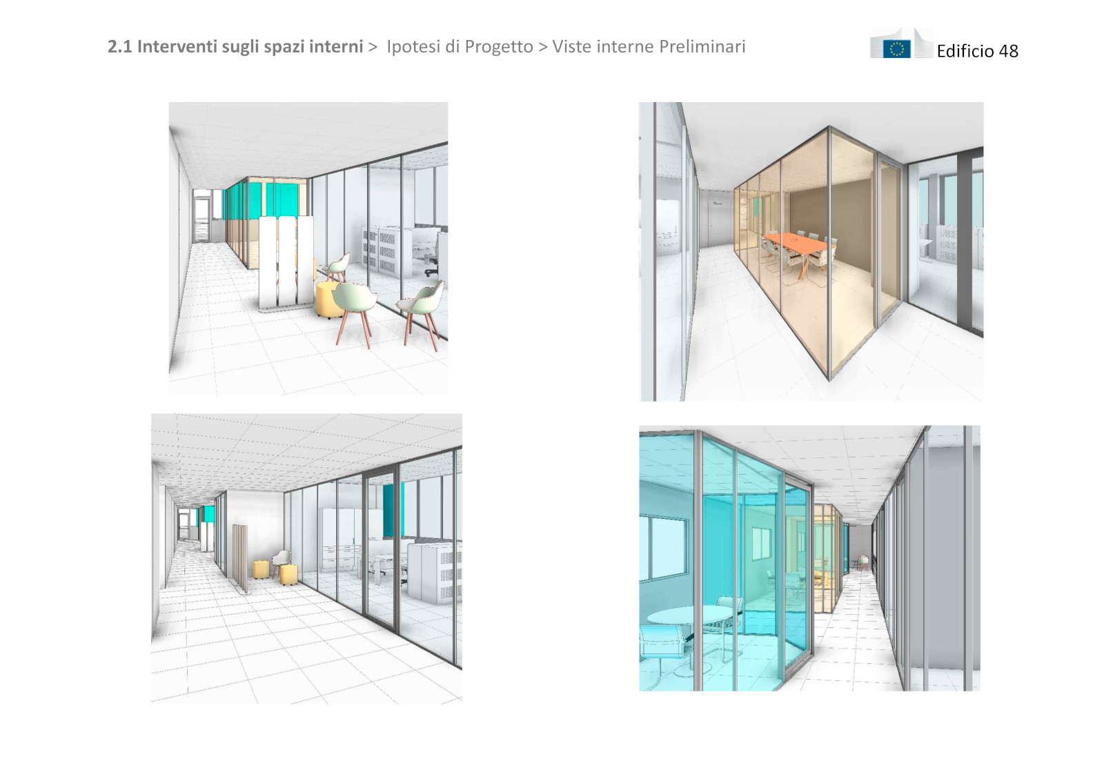 Laboratories & Offices, building 48, at the JRC in Ispra - Study of new interior spaces